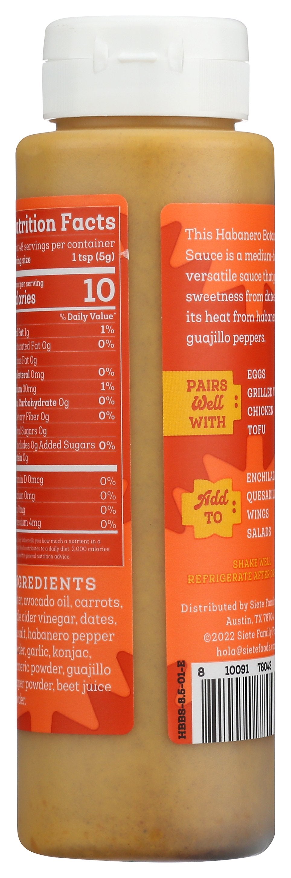 SIETE SAUCE BOTANA HABANERO - Case of 8