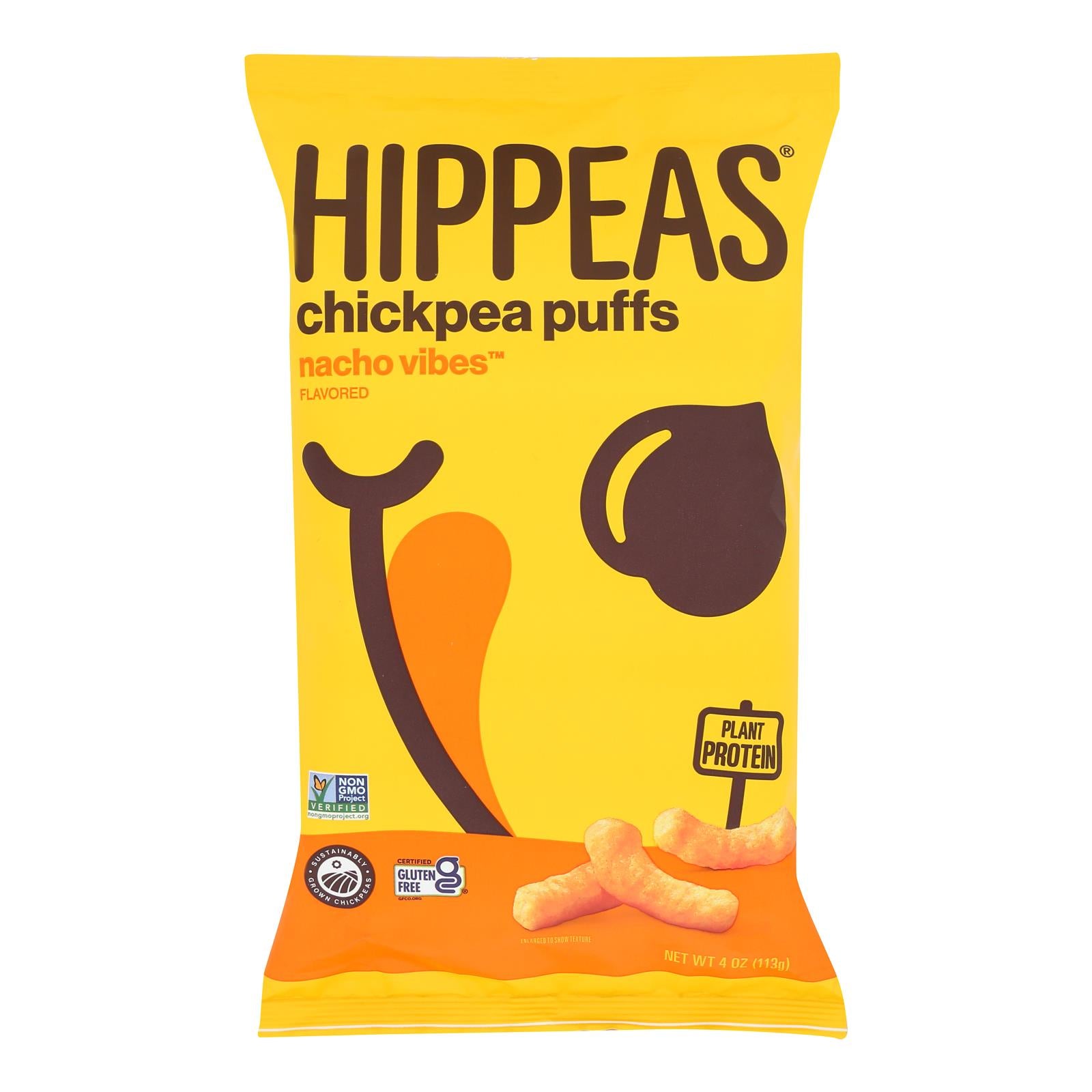 Hippeas - Chickpea Puff Nacho Vibes - Case of 12 - 4 ounces