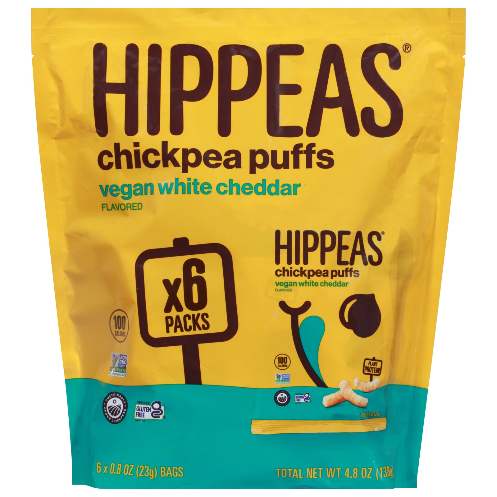 Hippeas - Chickpea Puff White Cheddar - Case of 12-6/.8 Ounce