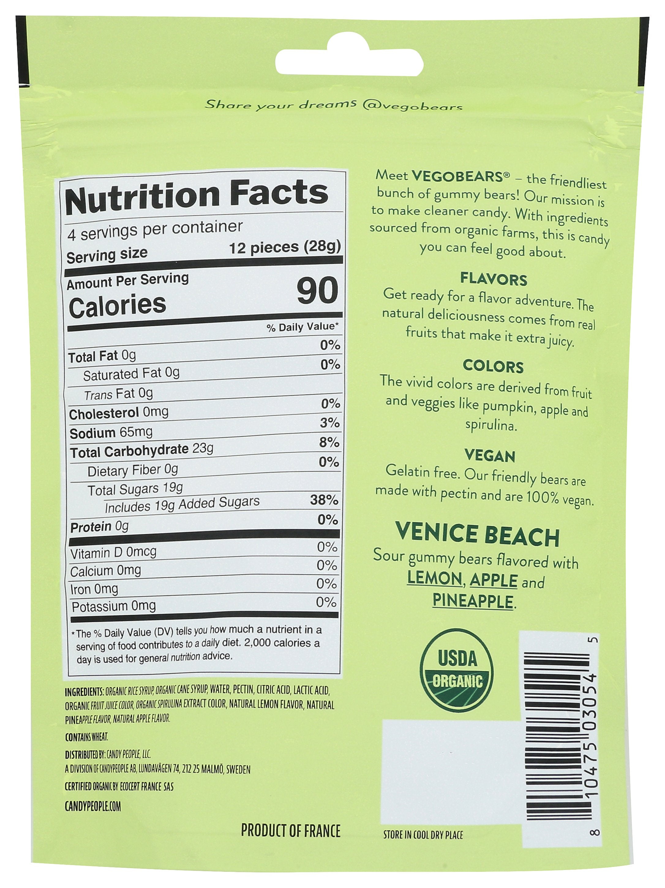 VEGOBEARS GUMMY BEARS LMN APPLE - Case of 10