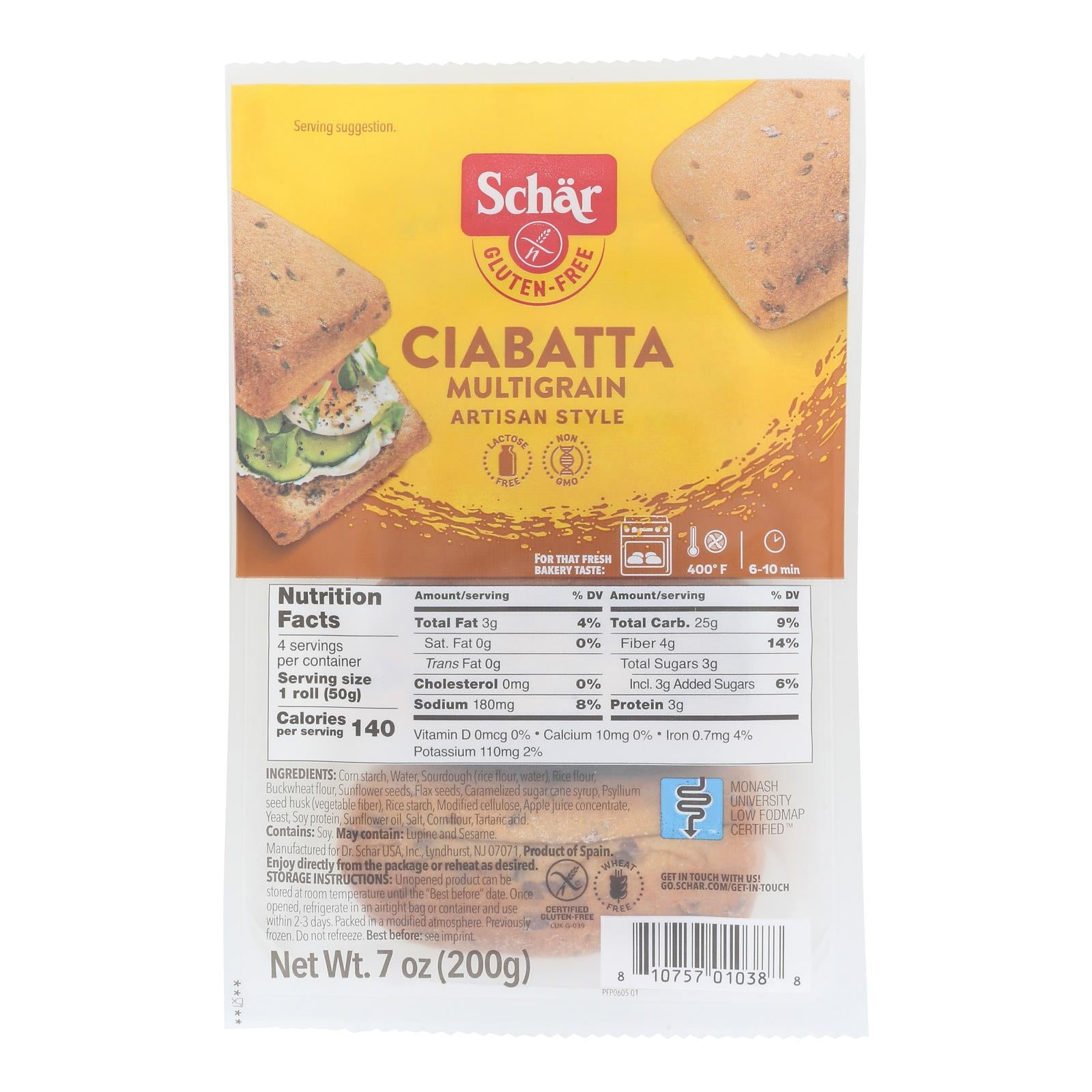 Schar - Ciabatta Multigrain - Case of 5-7.0 OZ