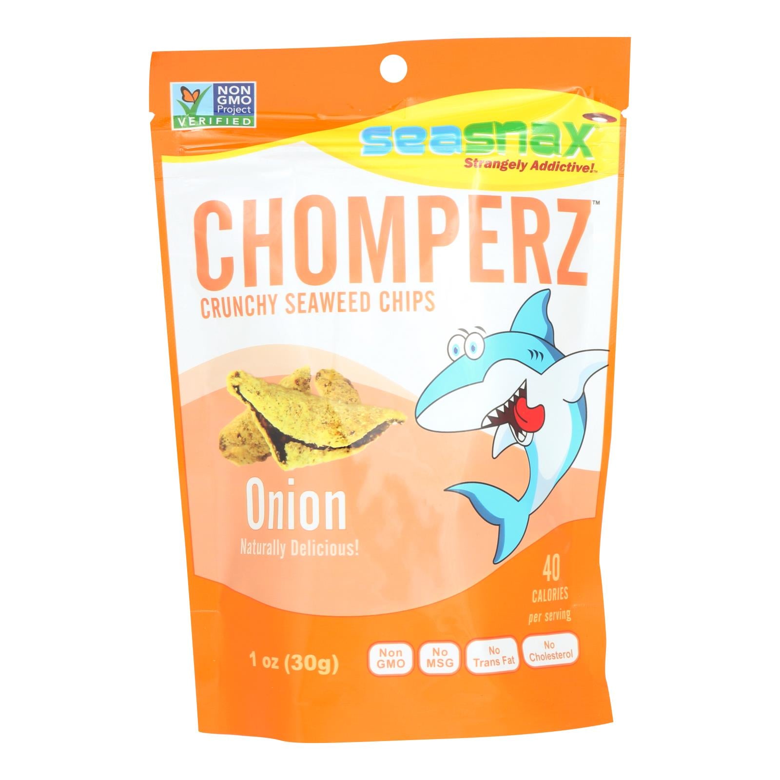 Seasnax Chomperz Onion Crunchy Seaweed Chips - Case Of 8 - 1 Oz