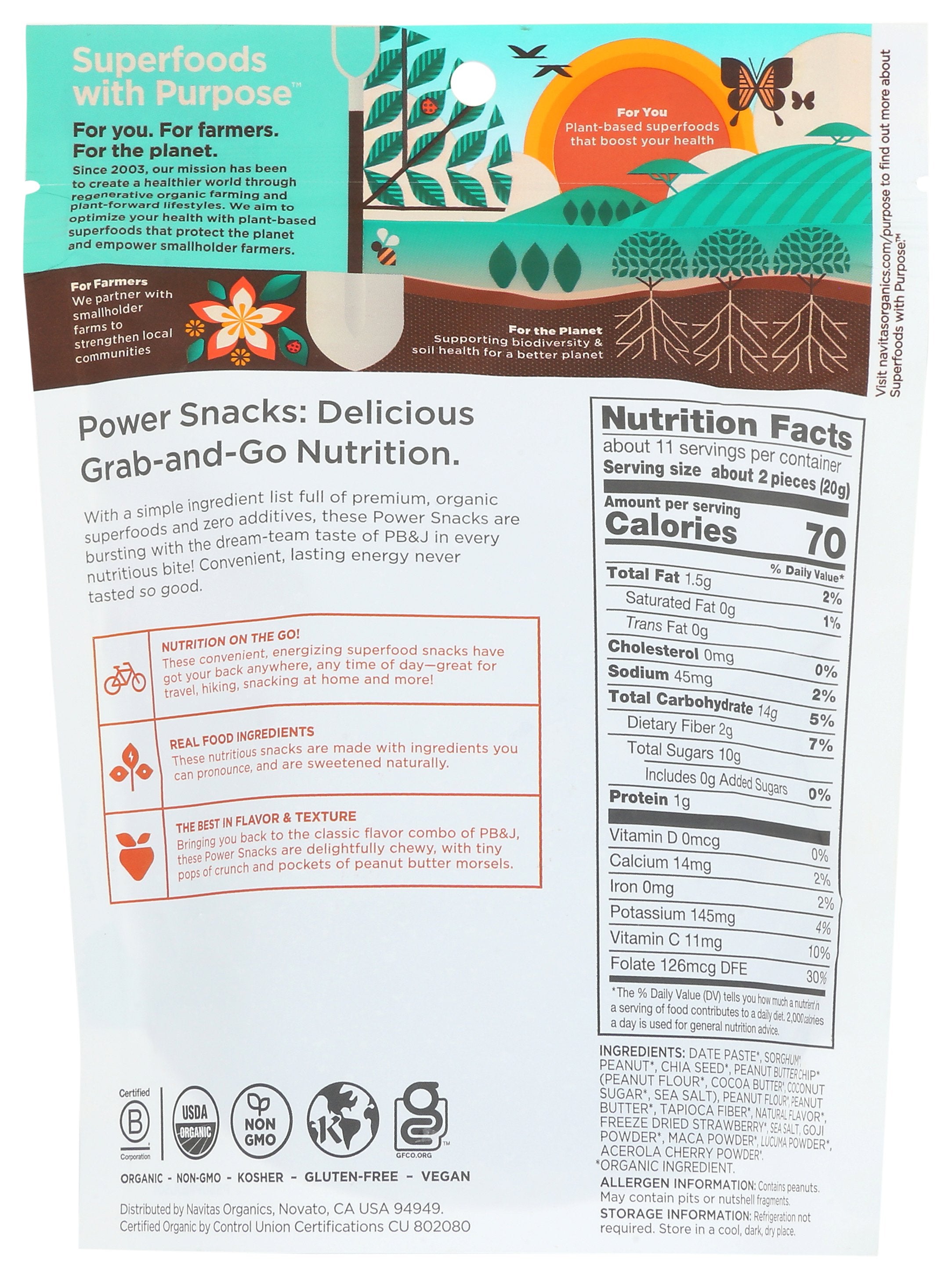 NAVITAS POWER SNACKS PB & J ORG - Case of 12