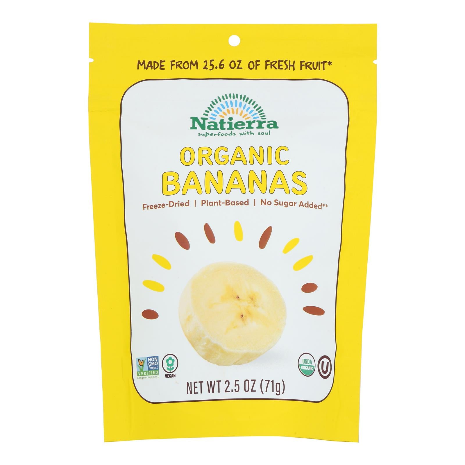 Natierra Organic Freeze Dried Raw - Banana - Case Of 12 - 2.5 Oz.