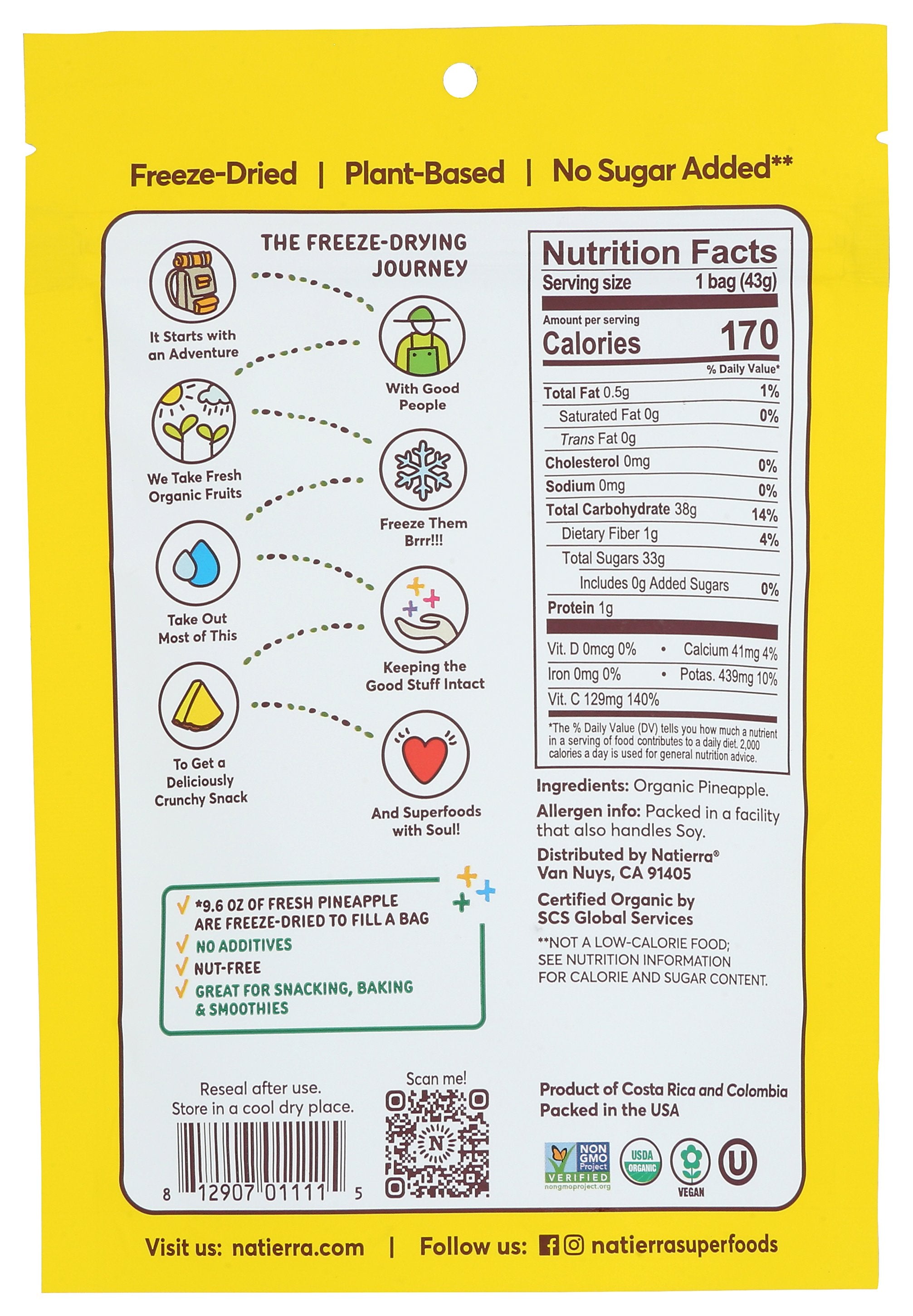 NATIERRA PINEAPPLE FRZ DRD RAW