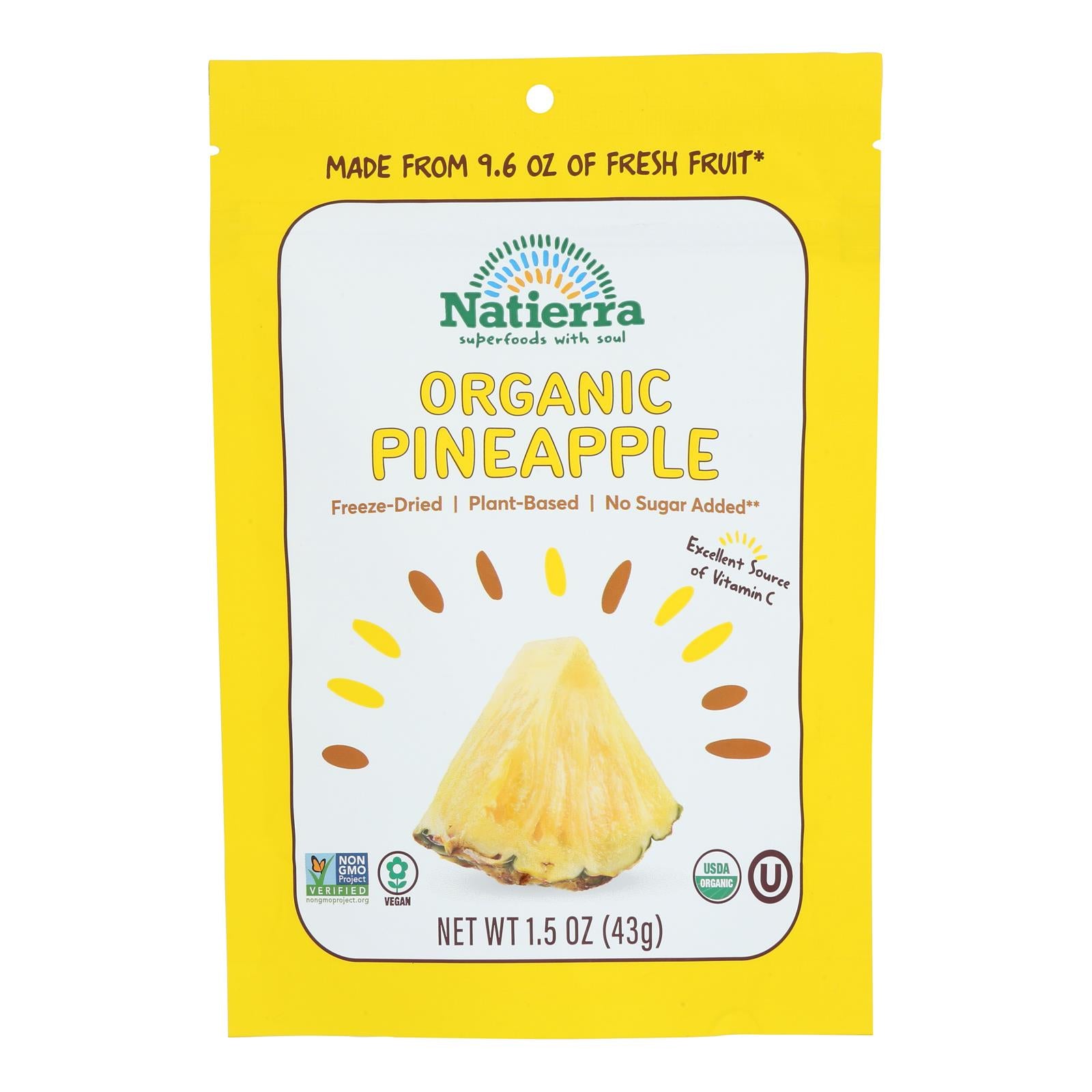 Natierra Freeze Dried - Pineapples - Case Of 12 - 1.5 Oz.