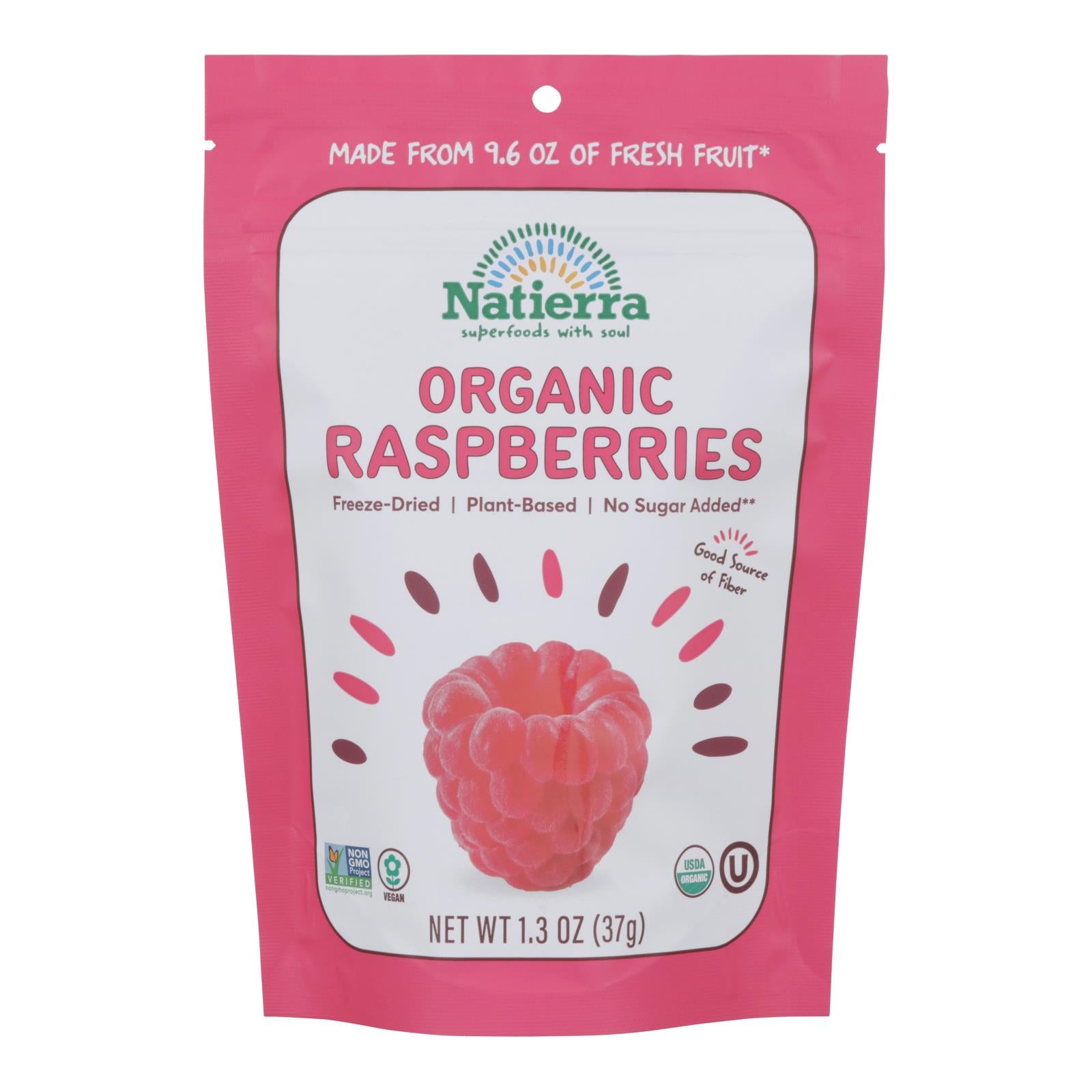 Natierra Freeze Dried - Raspberries - Case of 12 - 1.3 oz.