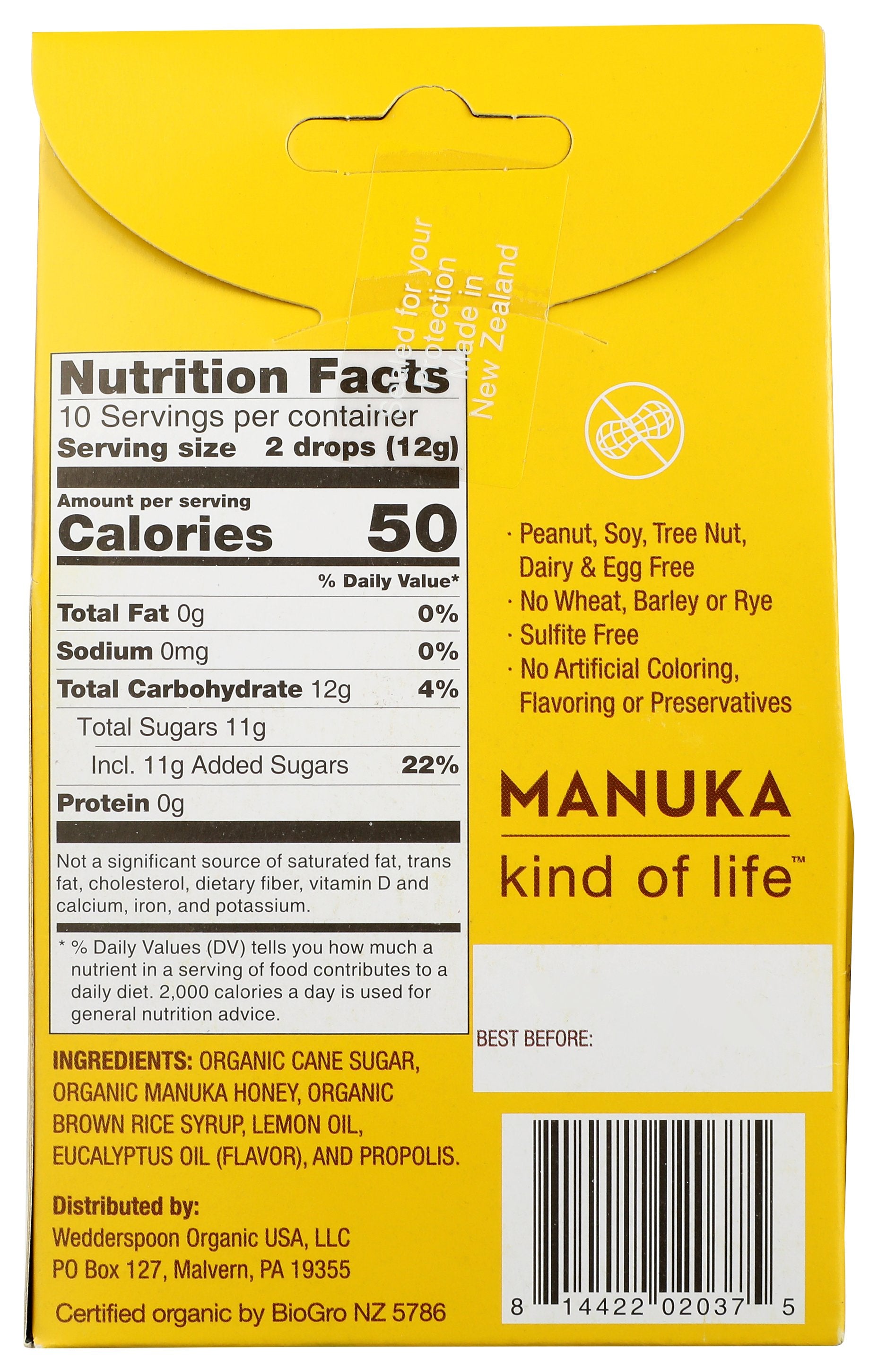 WEDDERSPOON DROP MANUKA LEMON - Case of 6