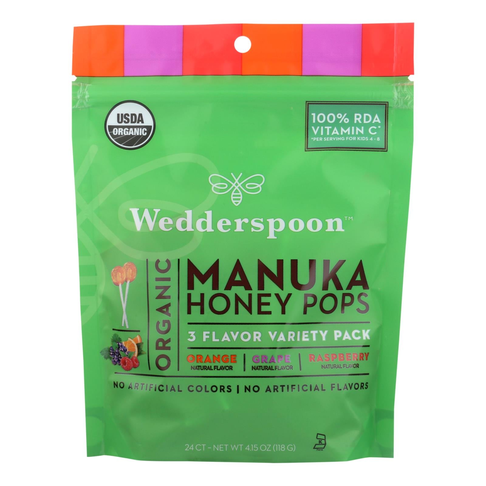 Wedderspoon Organic Makuna Honey Pops - Case Of 6 - 4.15 Oz