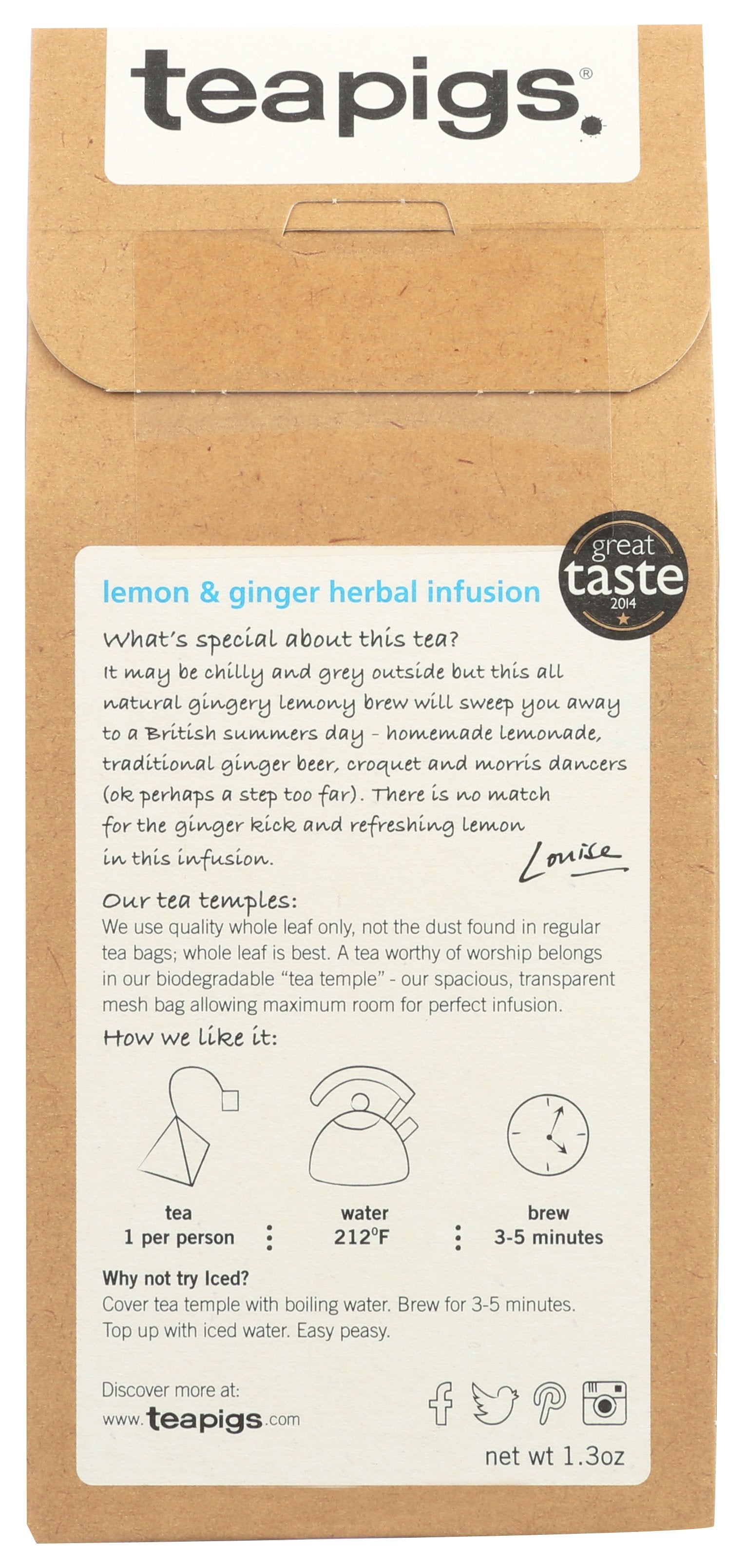 TEAPIGS TEA LEMON GINGER - Case of 6