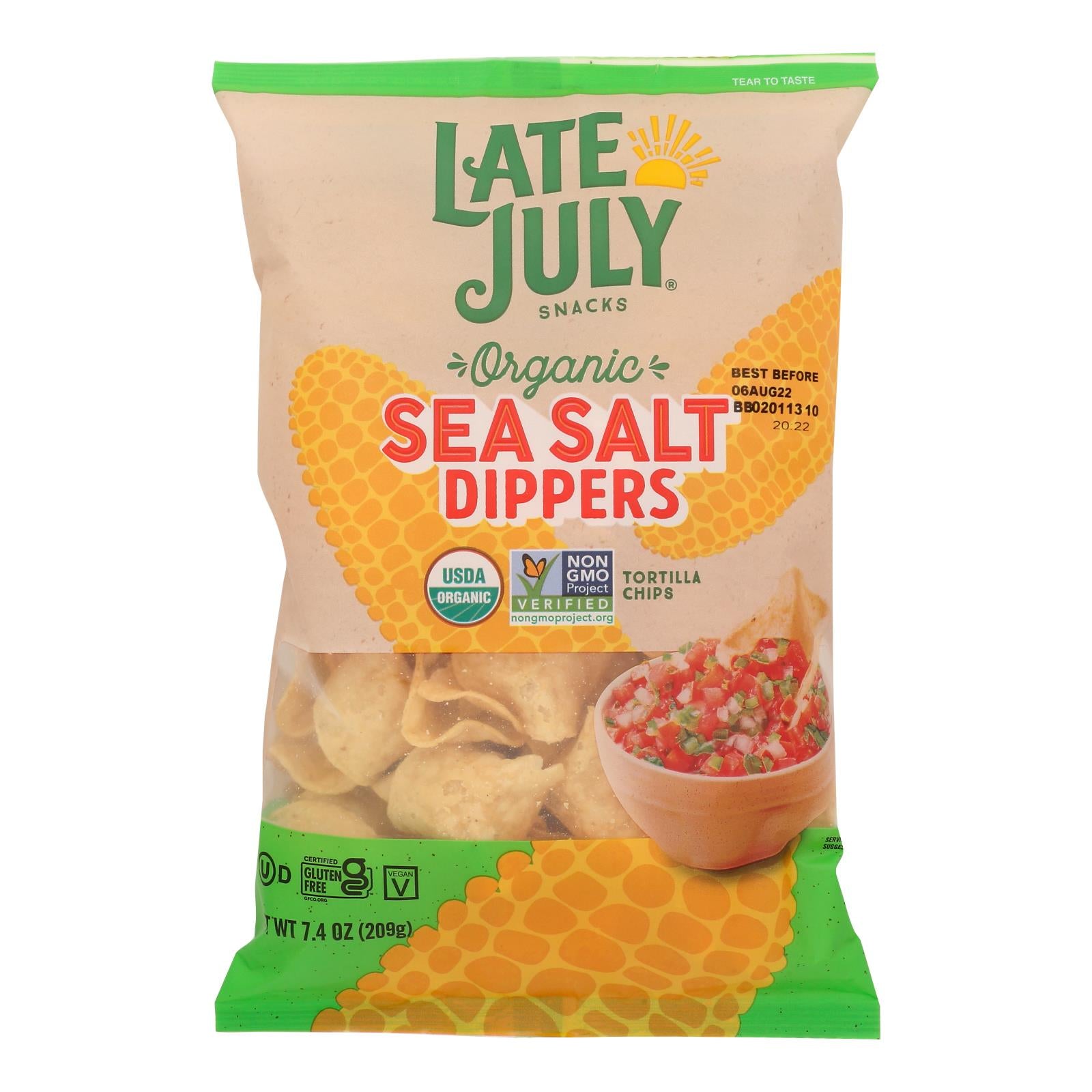 Late July Snacks - Tortilla Chips Dipper Sea Salt - Case Of 9 - 7.4 Oz
