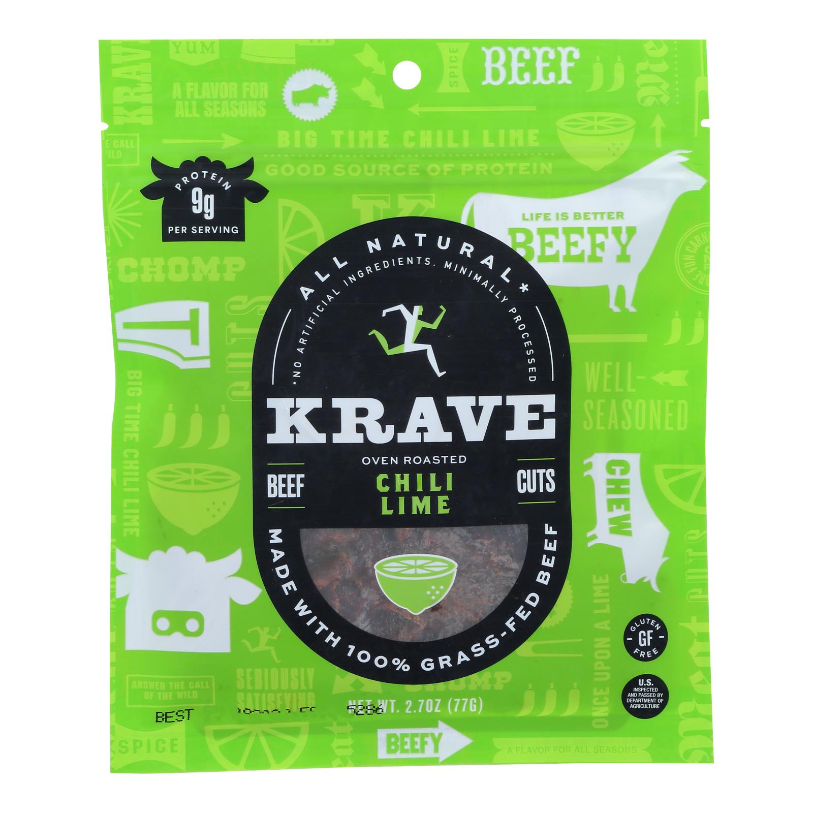 Krave Beef Jerky - Chili Lime - Case Of 8 - 2.7 Oz