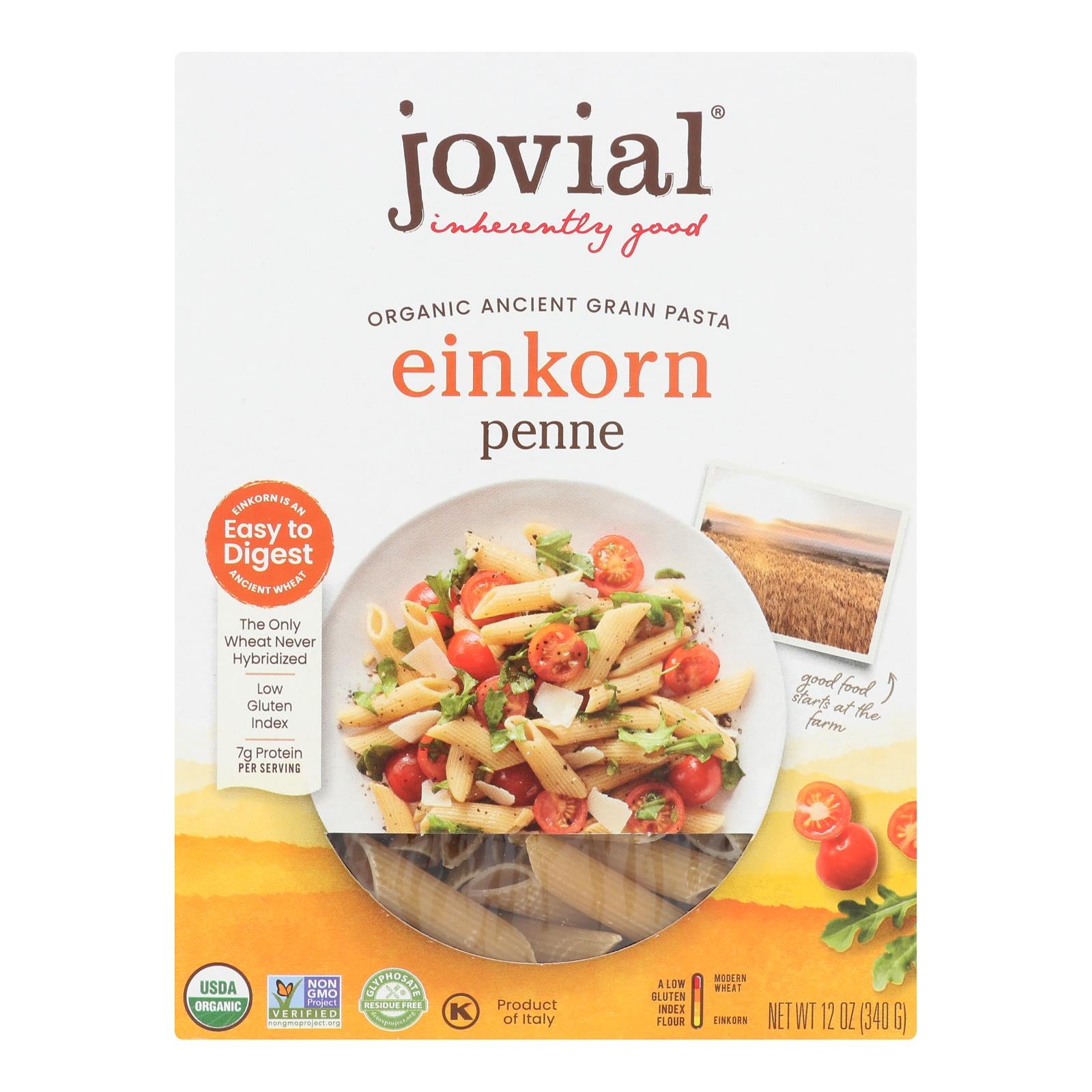 Jovial - Einkorn Penne Rigate - Whole Grain - Case Of 12 - 12 Oz.