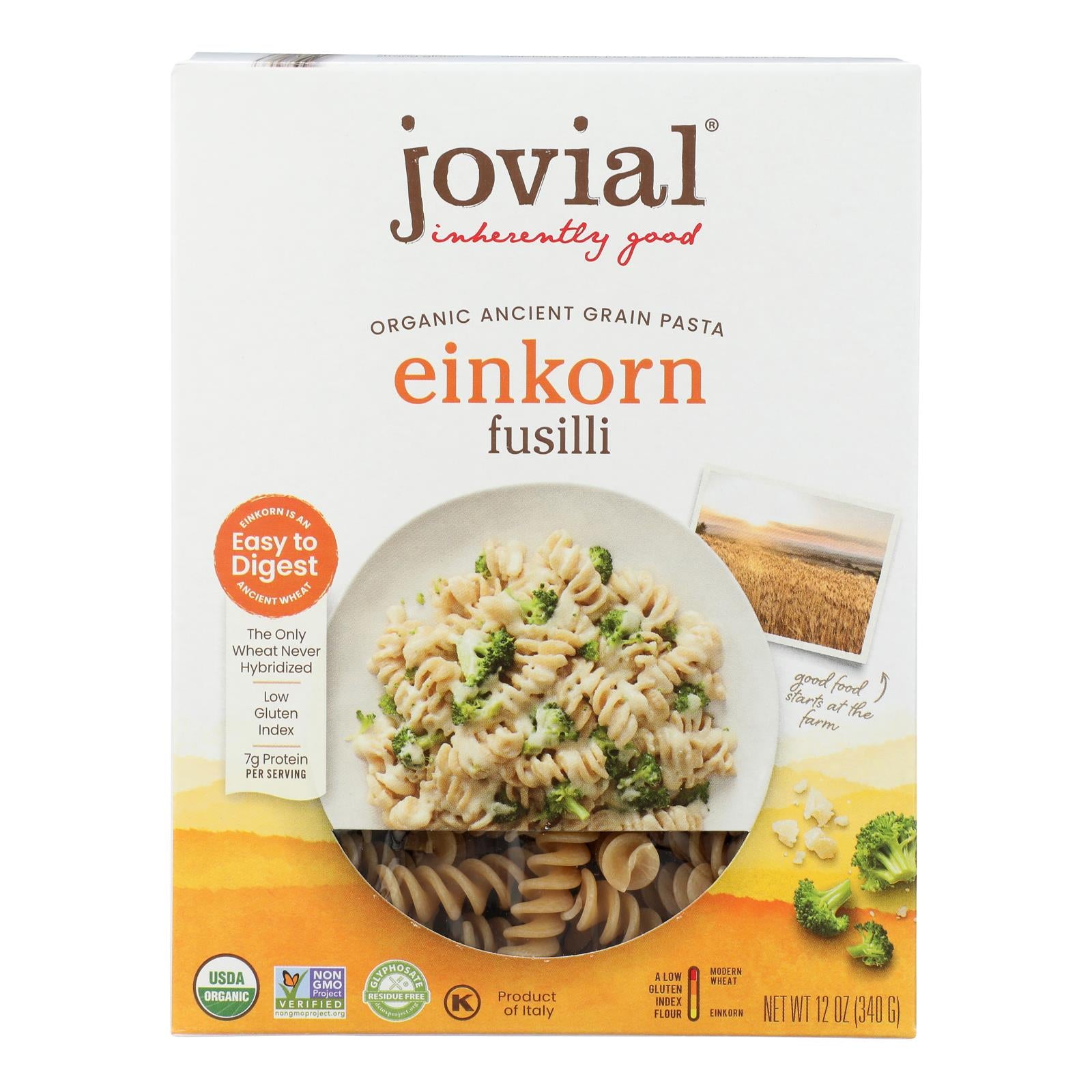 Jovial - Gluten Free Brown Rice Pasta - Fusilli - Case Of 12 - 12 Oz.