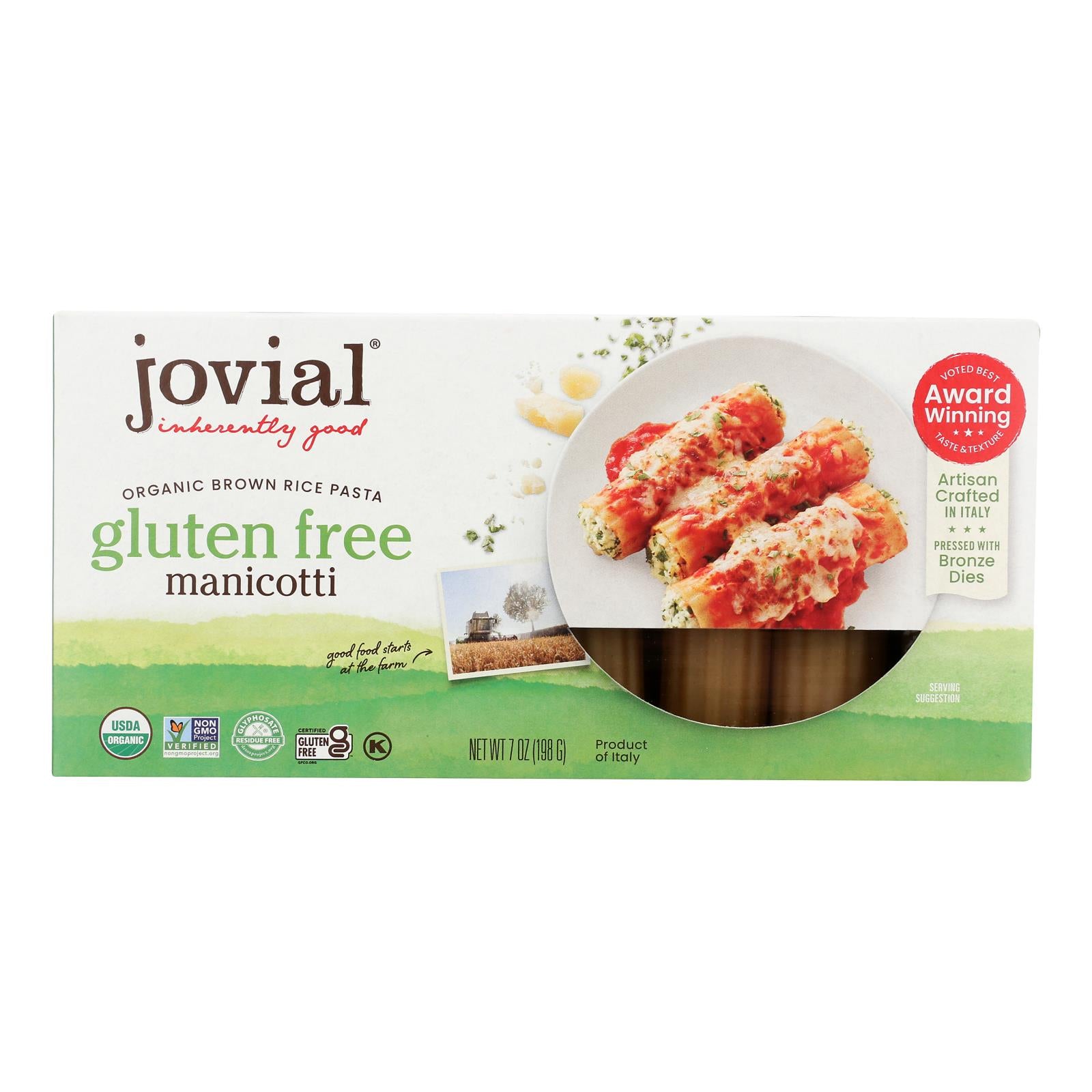 Jovial - Gluten Free Pasta - Manicotti - Case Of 12 - 7 Oz.