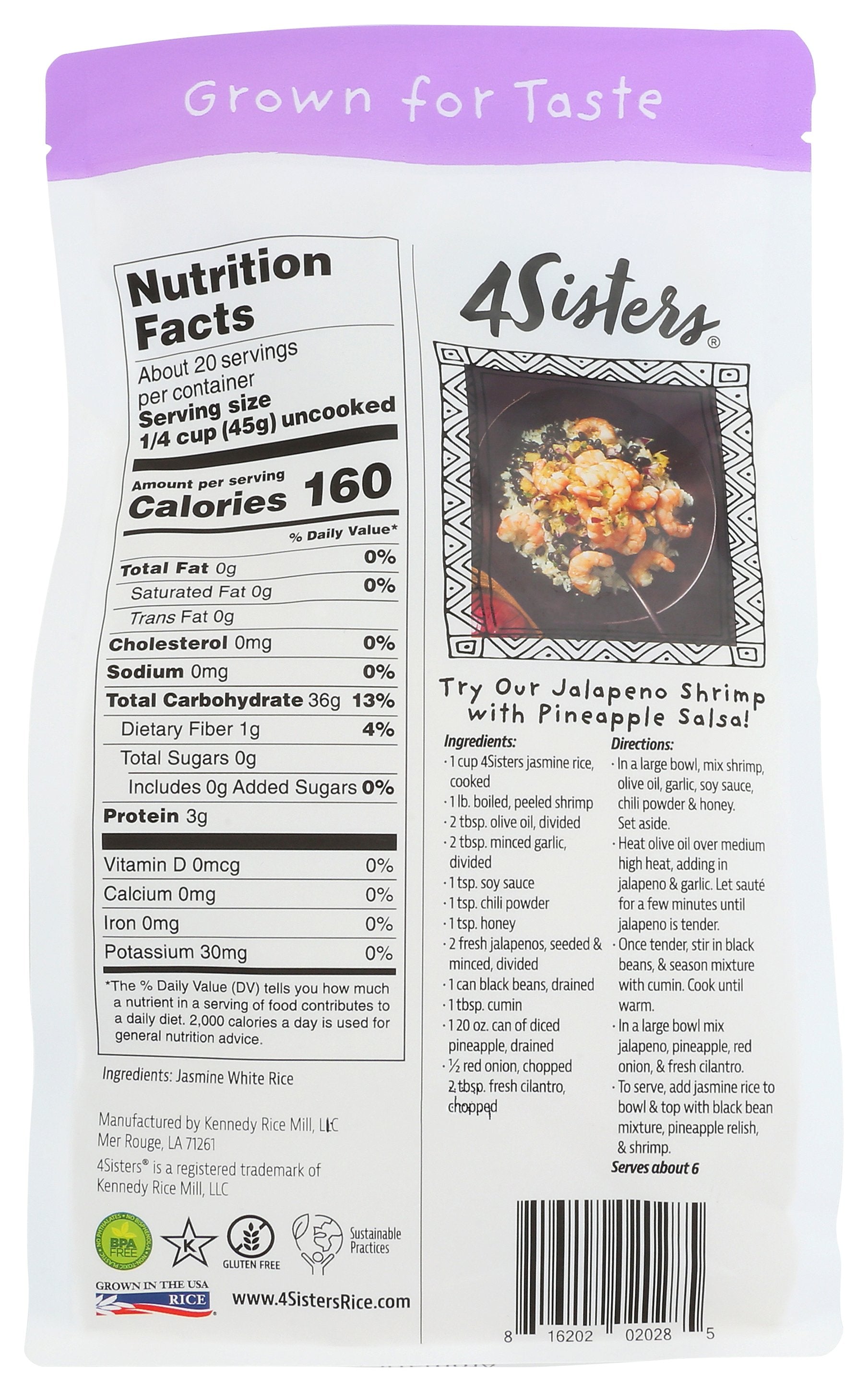4SISTERS RICE LONG GRAIN JASMINE - Case of 6