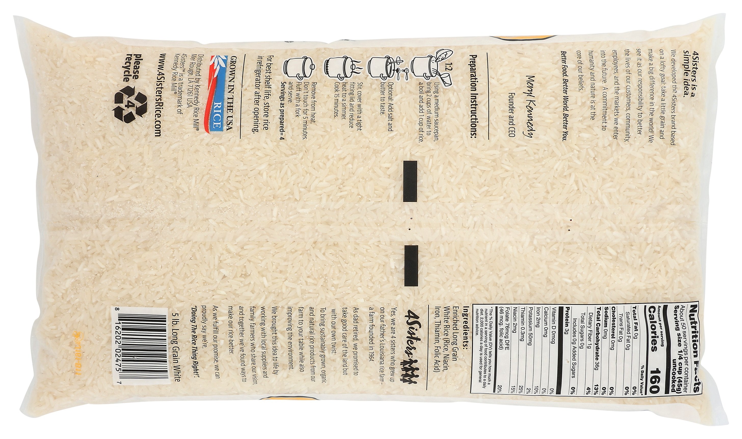 4SISTERS RICE WHITE LONG GRAIN - Case of 8