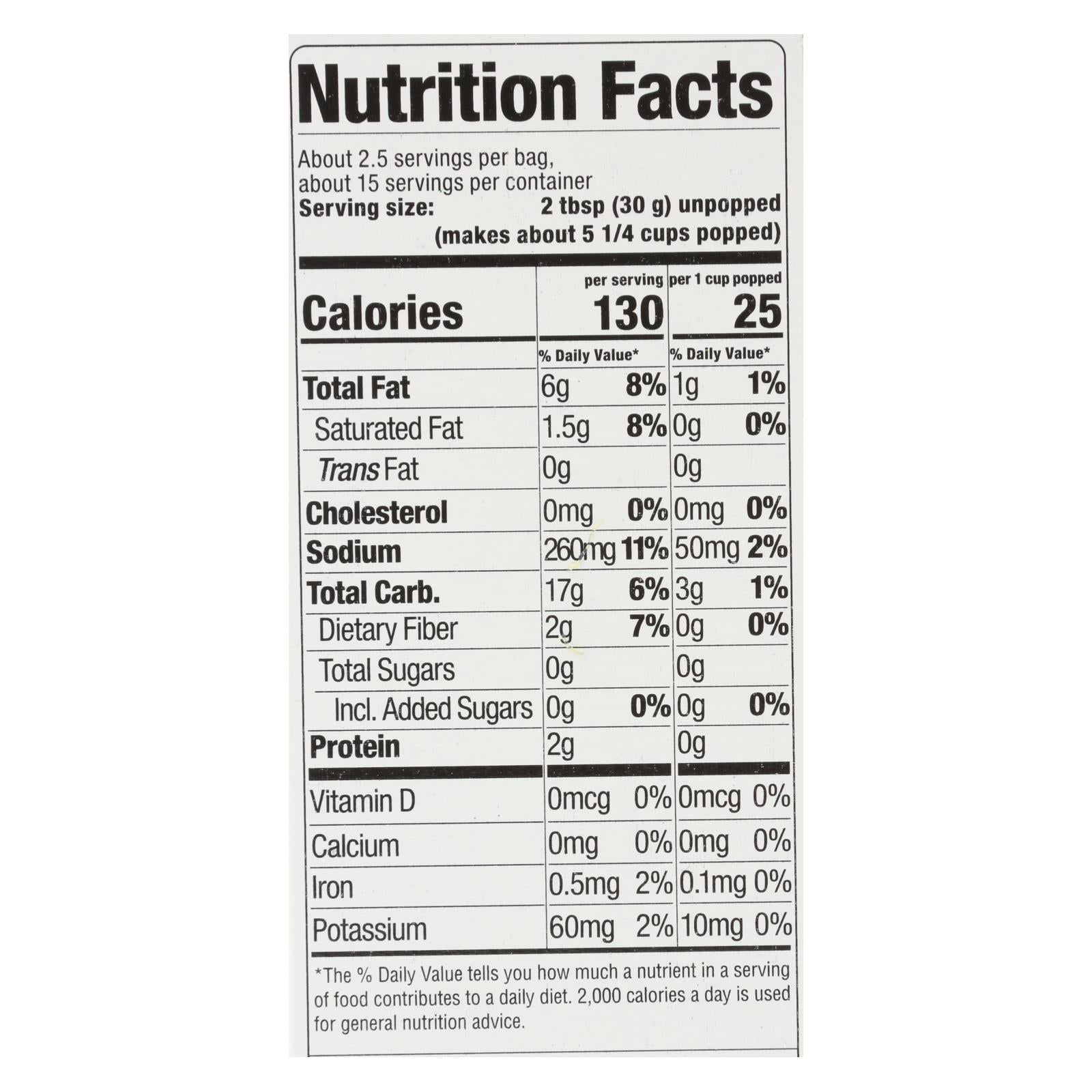 Skinnypop Popcorn - Popcorn Mirco Sea Salt - Case of 6 - 6/2.8 OZ