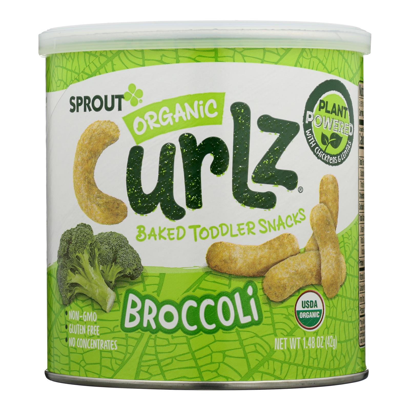 Sprout Organic Broccoli Curlz Baked Toddler Snacks - Case Of 6 - 1.48 Oz