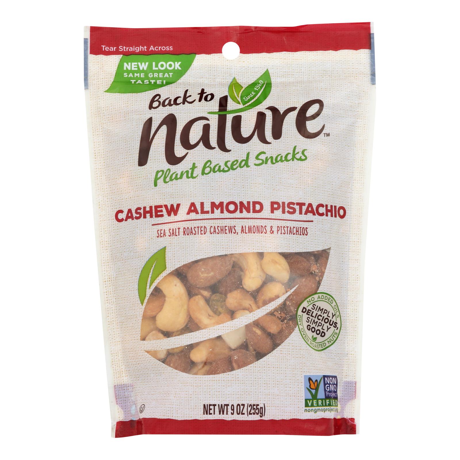 Back To Nature Cashew Almond Pistachio Mix - Case Of 9 - 9 Oz.