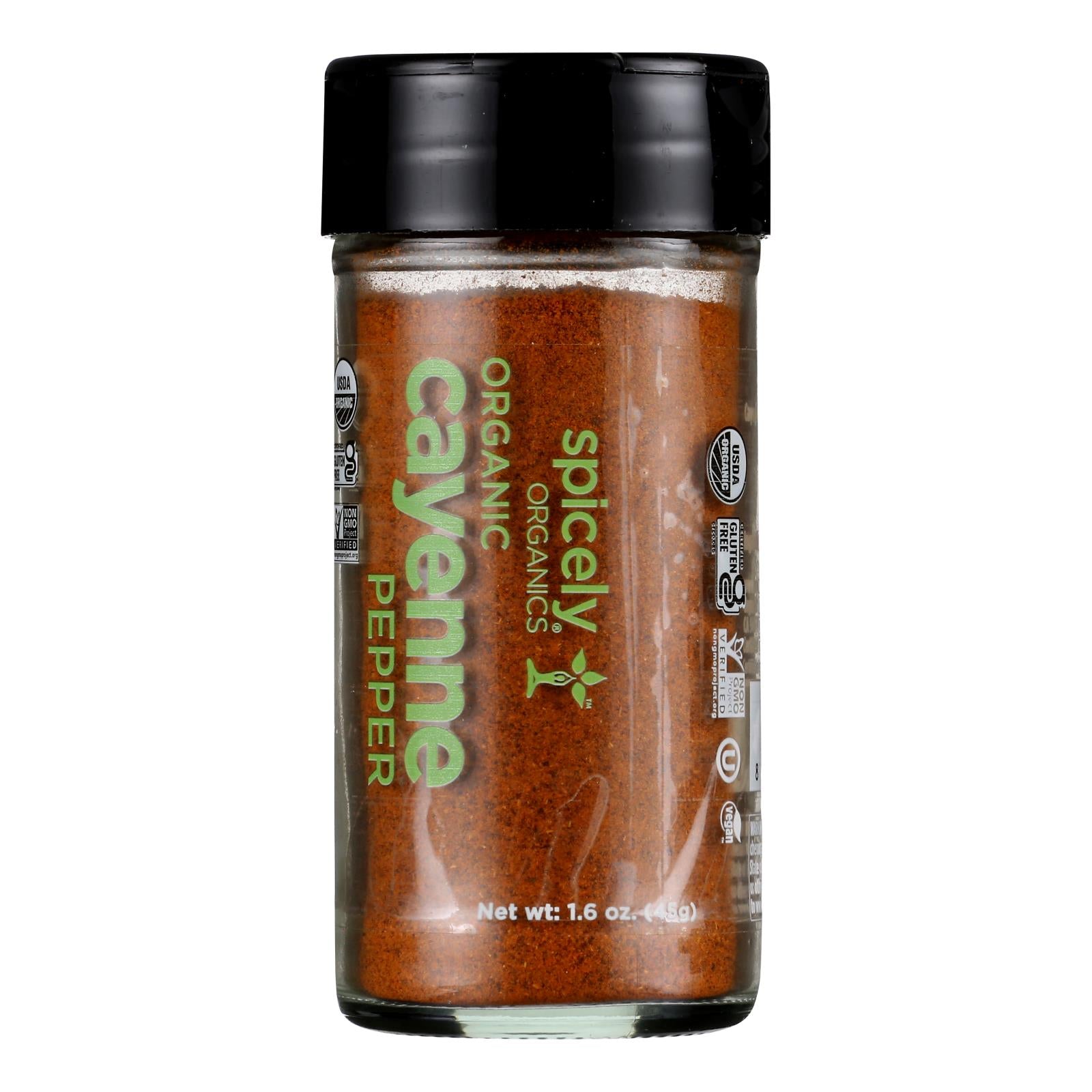 Spicely Organics - Organic Cayenne Pepper - Case Of 3 - 1.6 Oz.