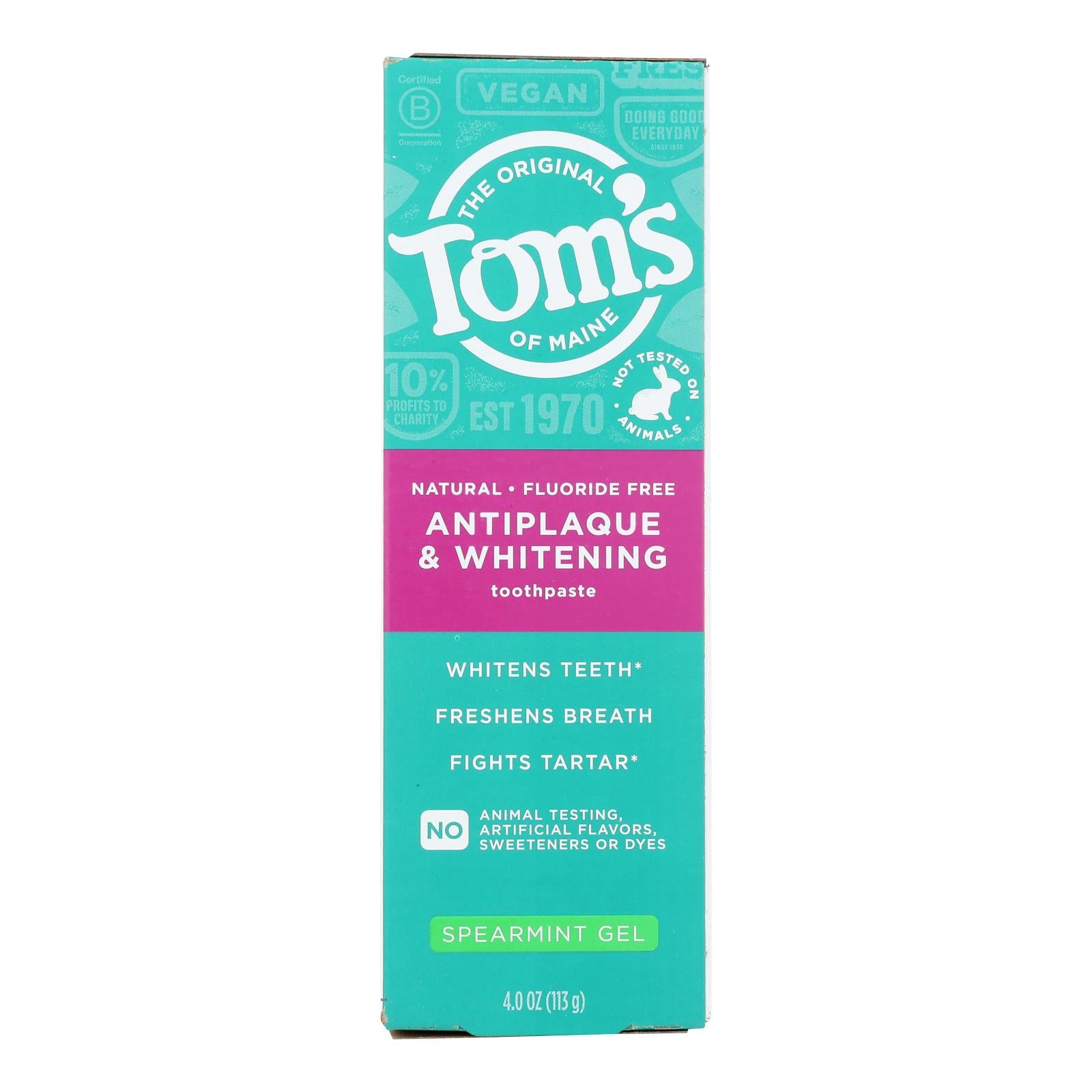 Tom's Of Maine - Tp Gel Whtng F/f Sprmnt - CS of 6-4 OZ