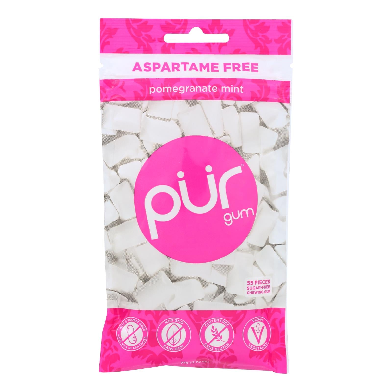 Pur Pomegranate Mint Gum - Case Of 12 - 2.72 Oz