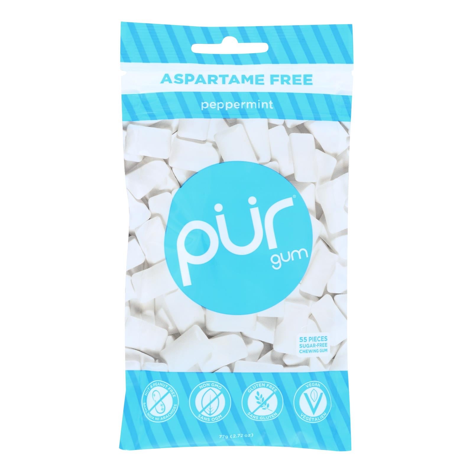 Pur Peppermint Gum - Case Of 12 - 2.72 Oz
