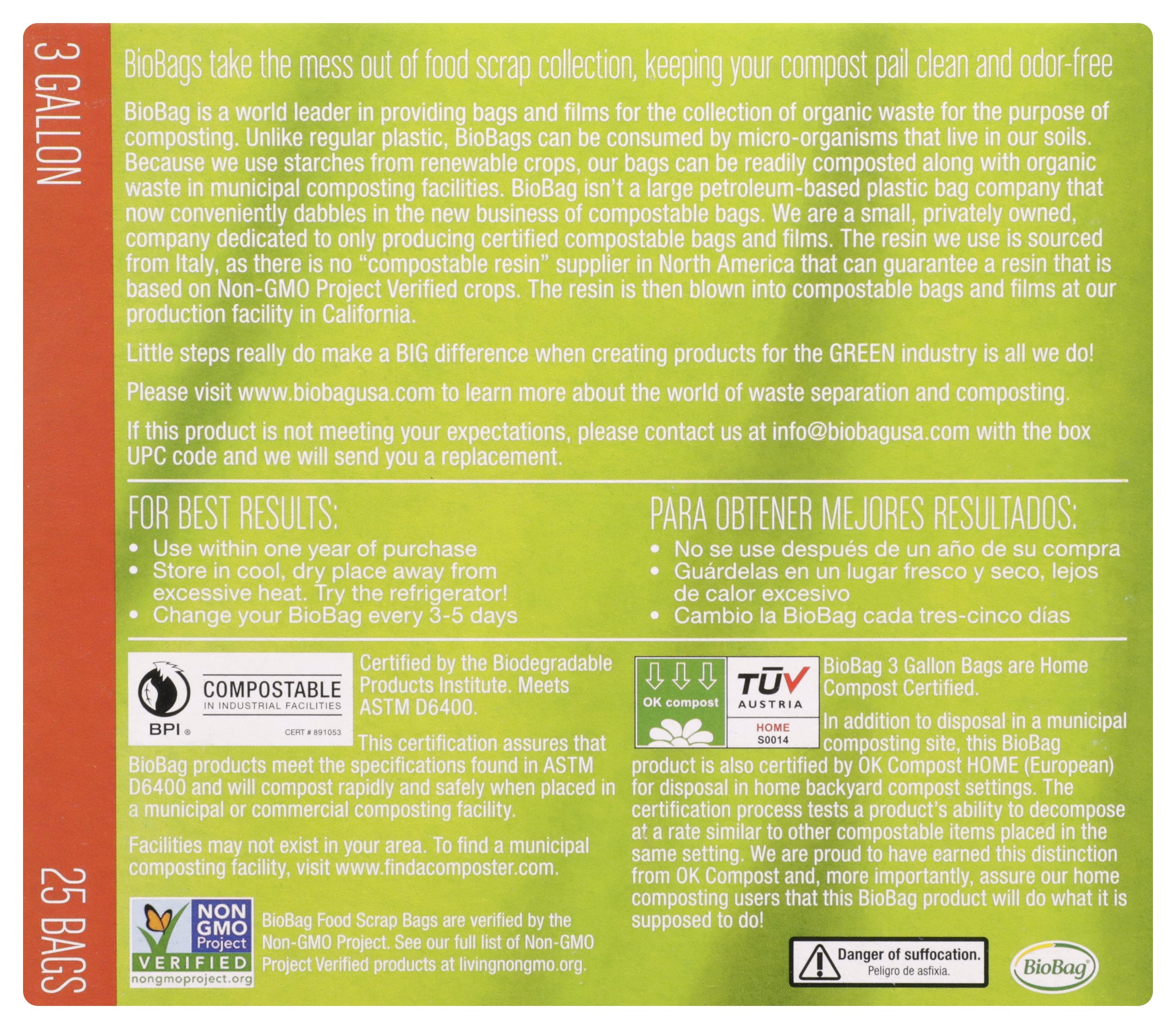 BIOBAG BAG COMPOST WASTE 3GL