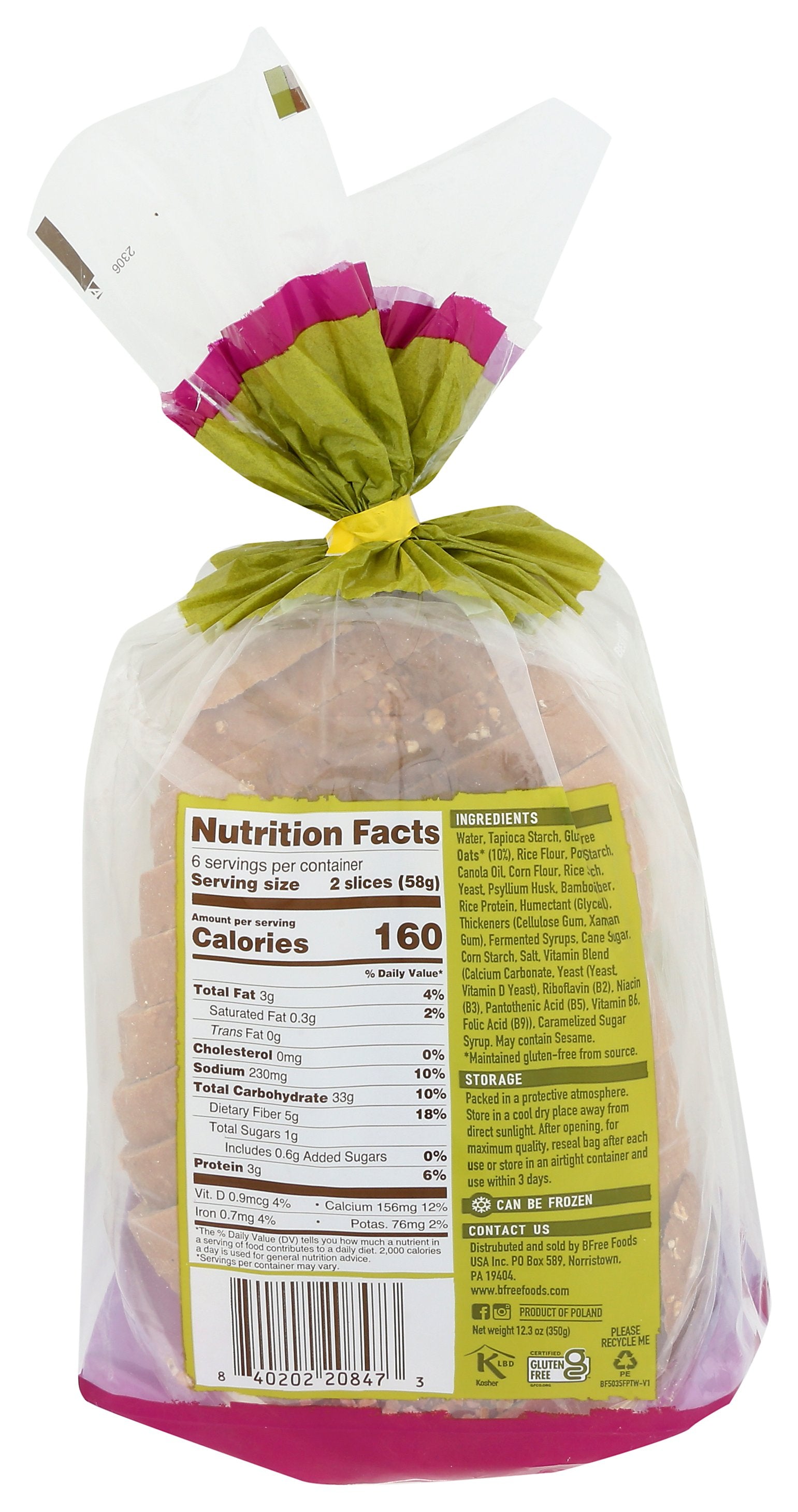 BFREE BREAD OAT LOAF - Case of 6