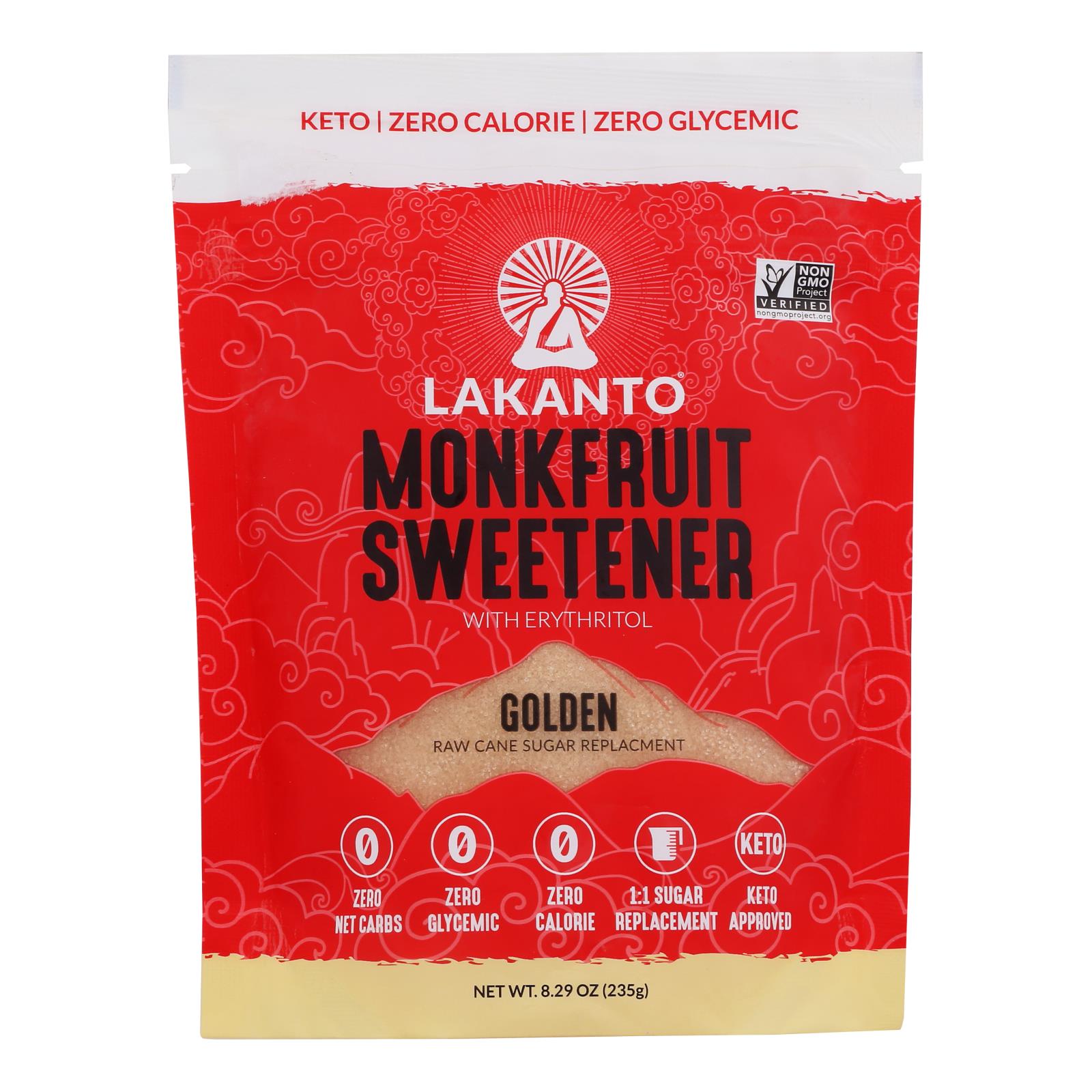 Lakanto - Sweetener Golden Monkfruit Sugar-Free - Case of 10 - 8.29 Ounces