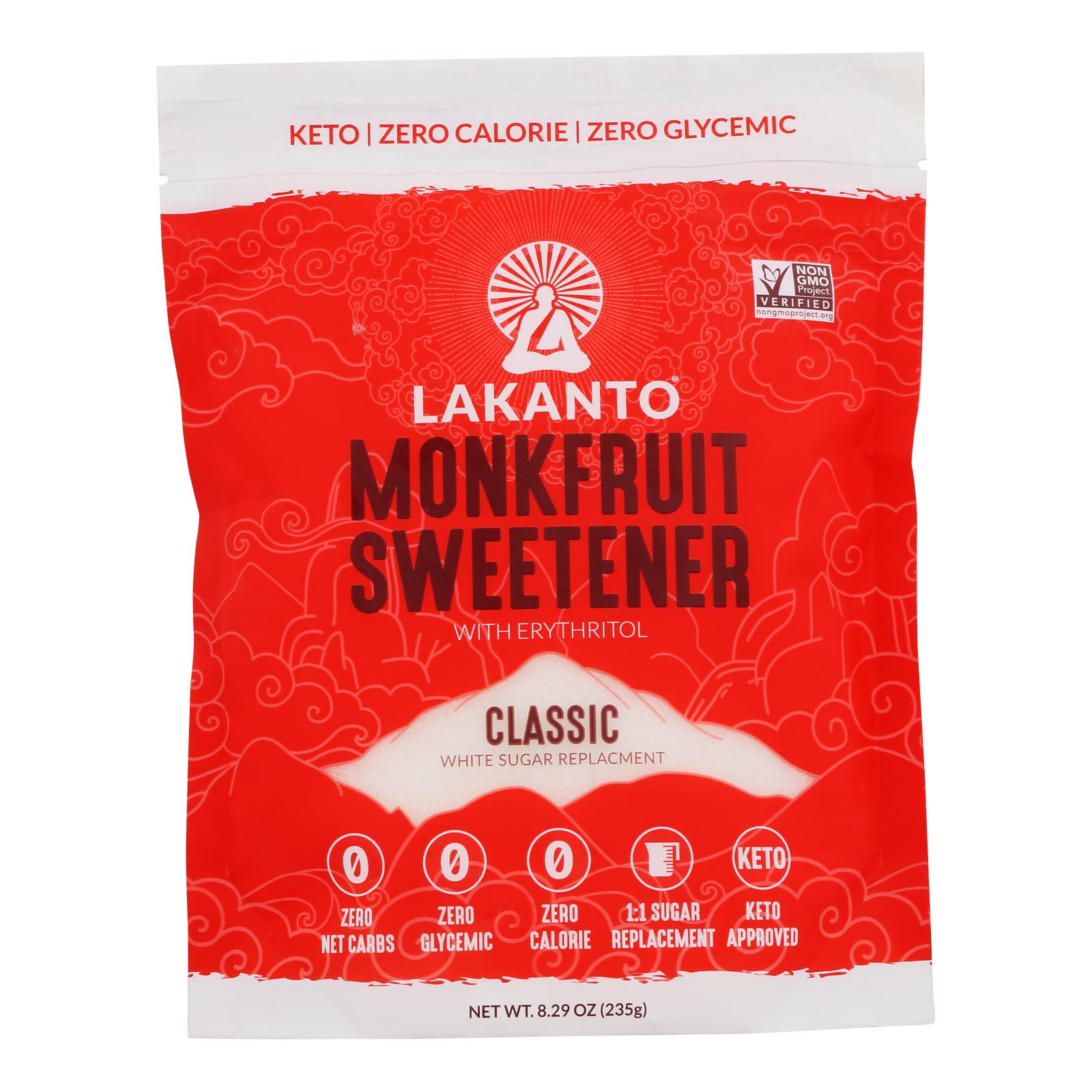 Lakanto - Sweetener Classic Monkfruit Sugar-Free - Case of 10 - 8.29 Ounces