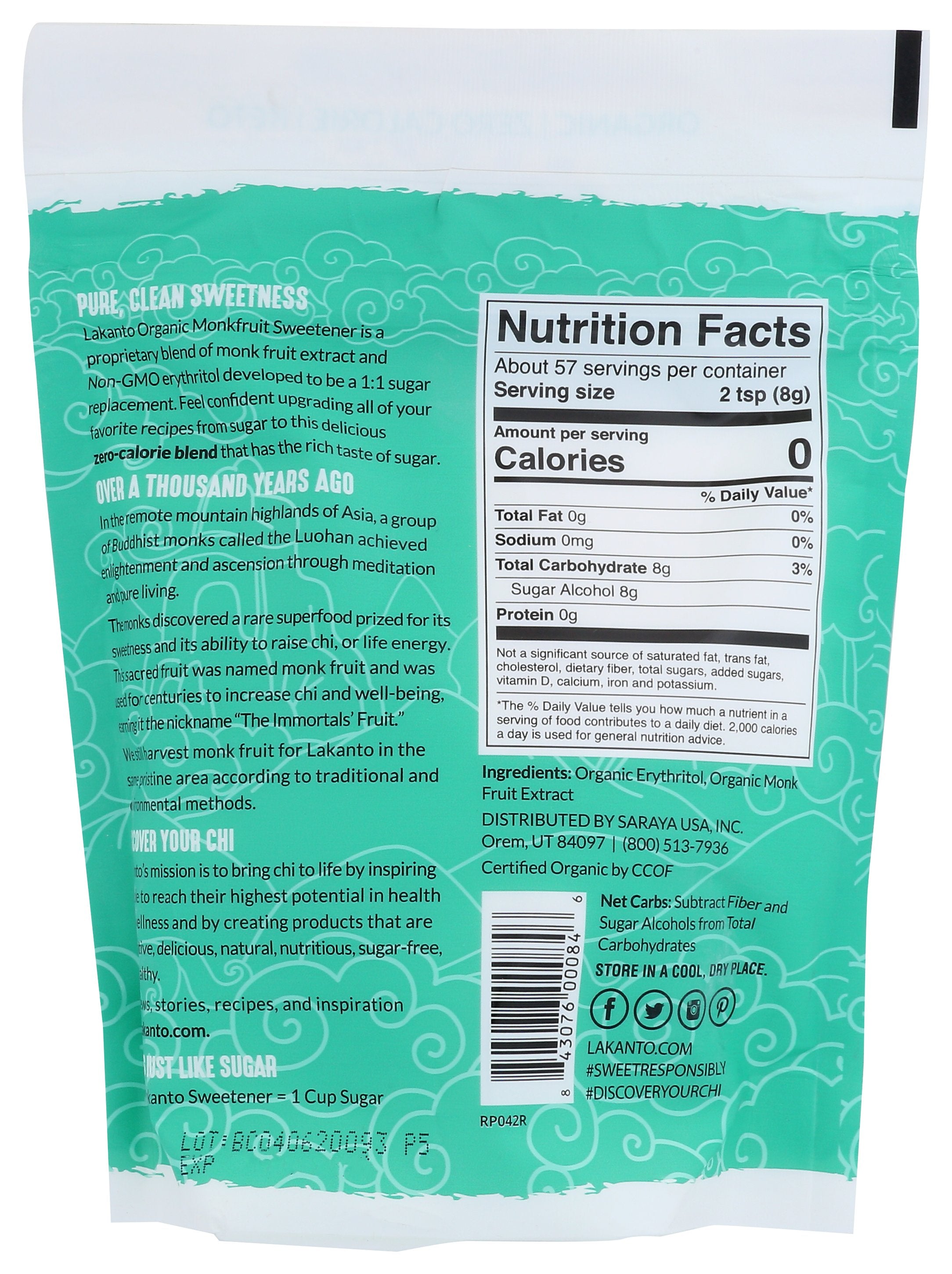 LAKANTO SWEETENER MONK FRUIT - Case of 8