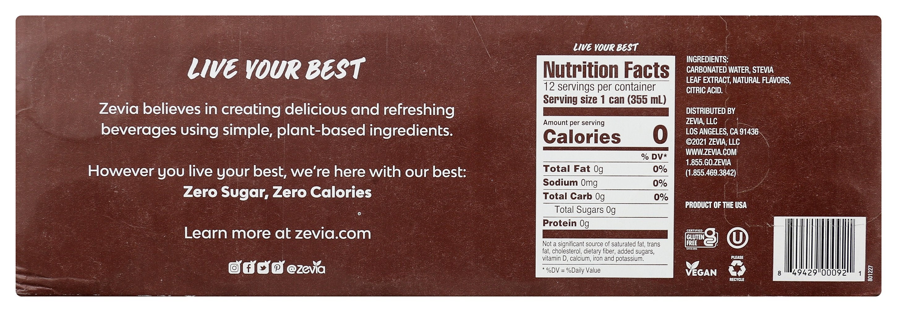 ZEVIA SODA ZERO GINGER RB 12PK - Case of 2