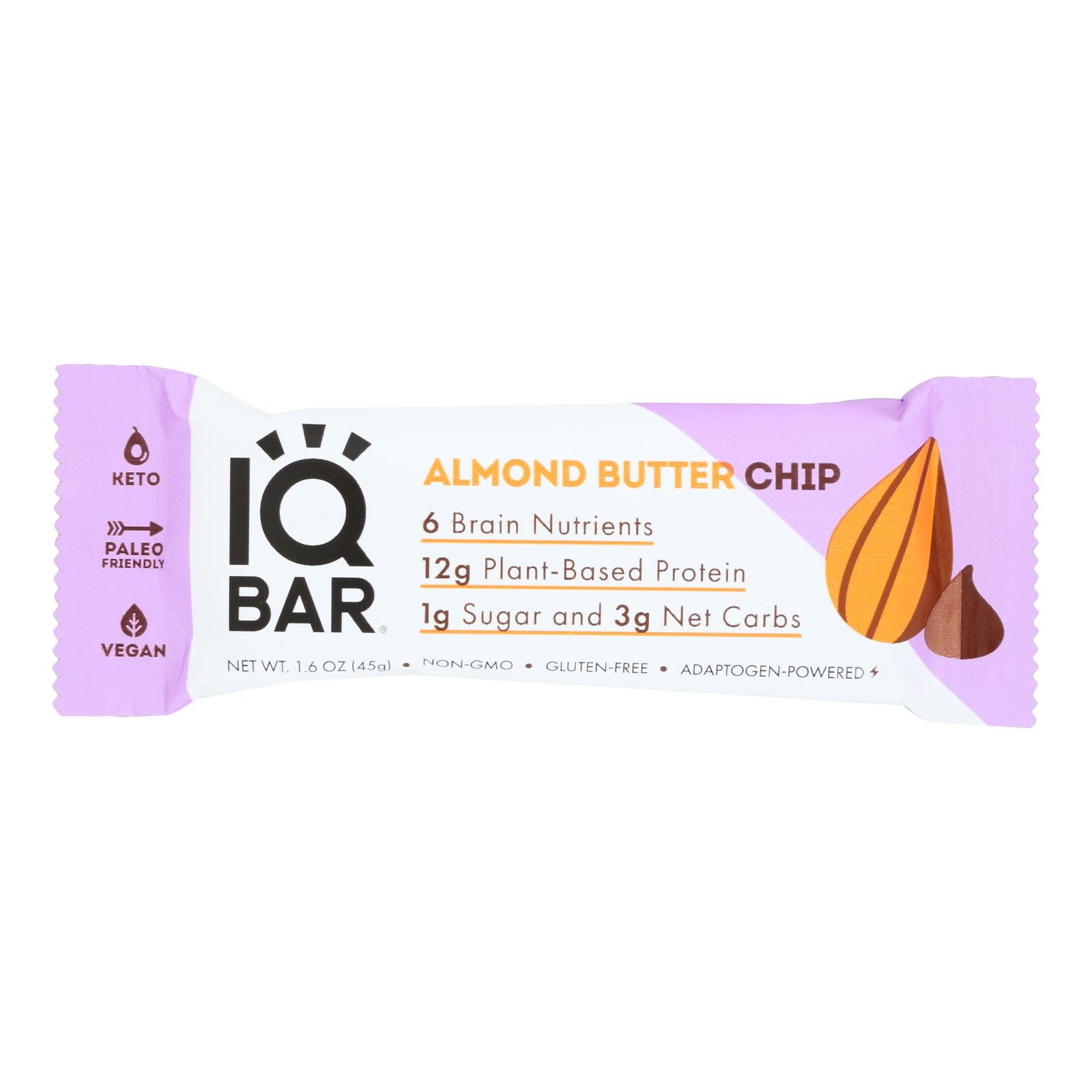 Iq Bar - Bar Almond Butter Cup - Case of 12 - 1.6 OZ