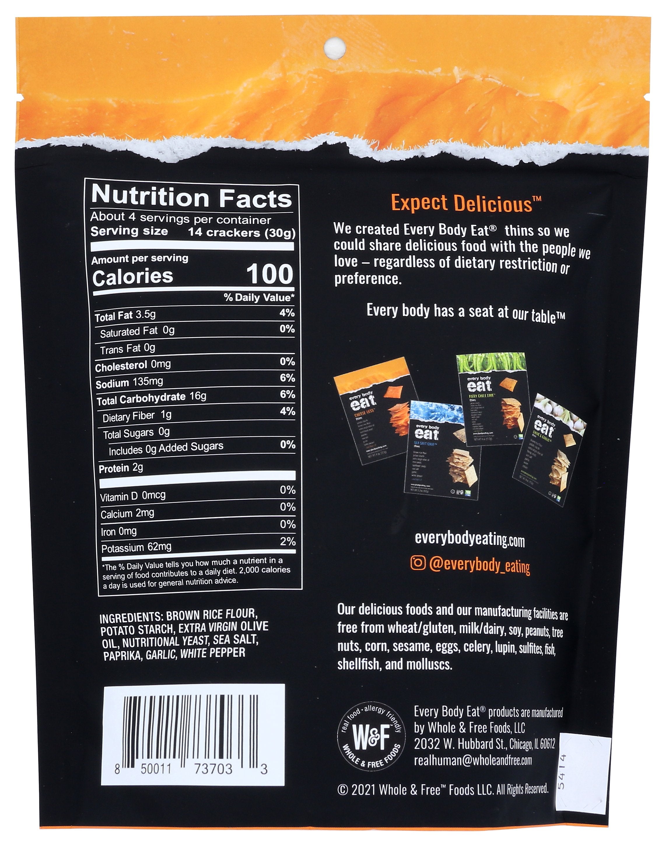 EVERY BODY EAT THINS CHEESE LESS - Case of 6