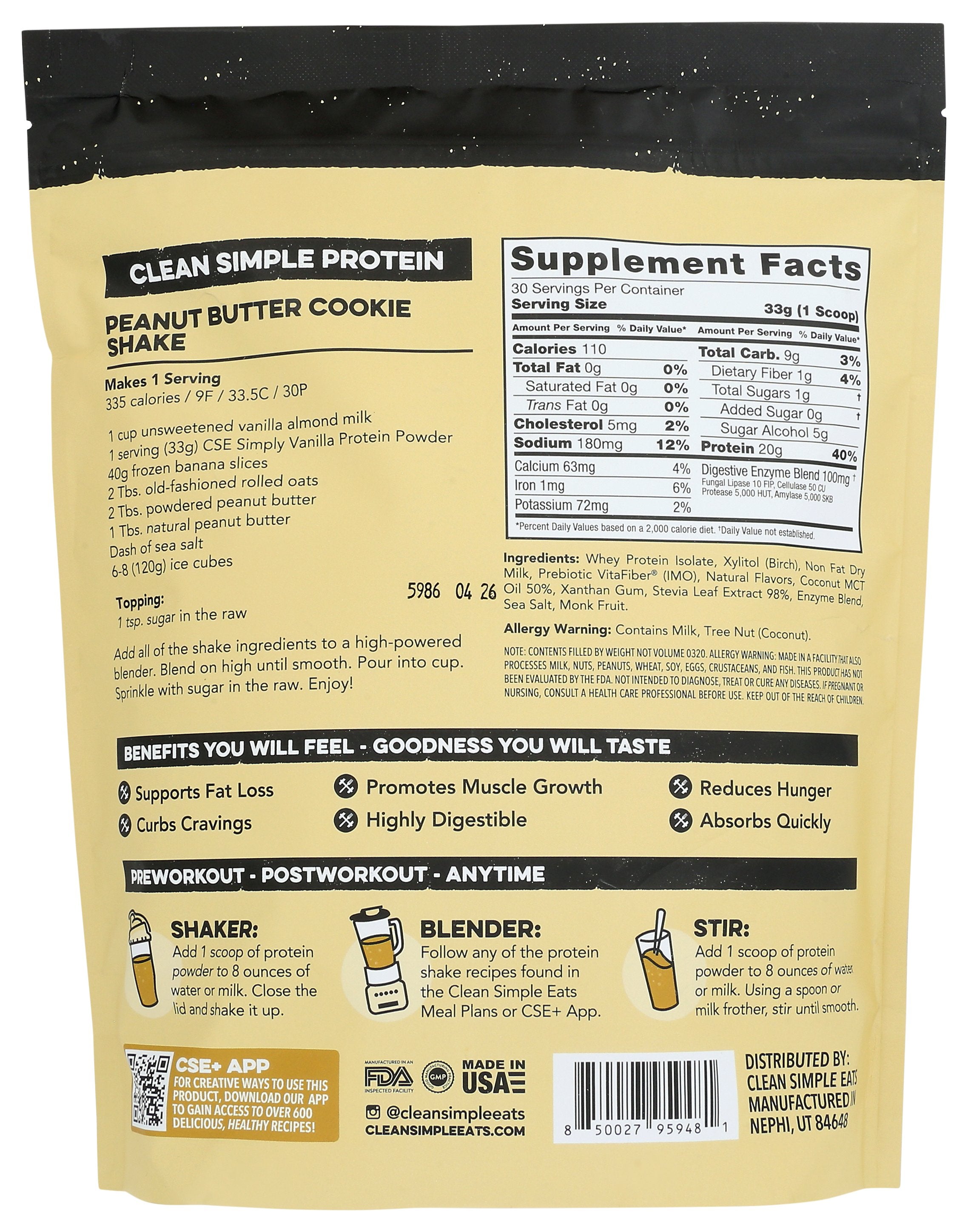 CLEAN SIMPLE EATS PROTEIN POWDER VANILLA