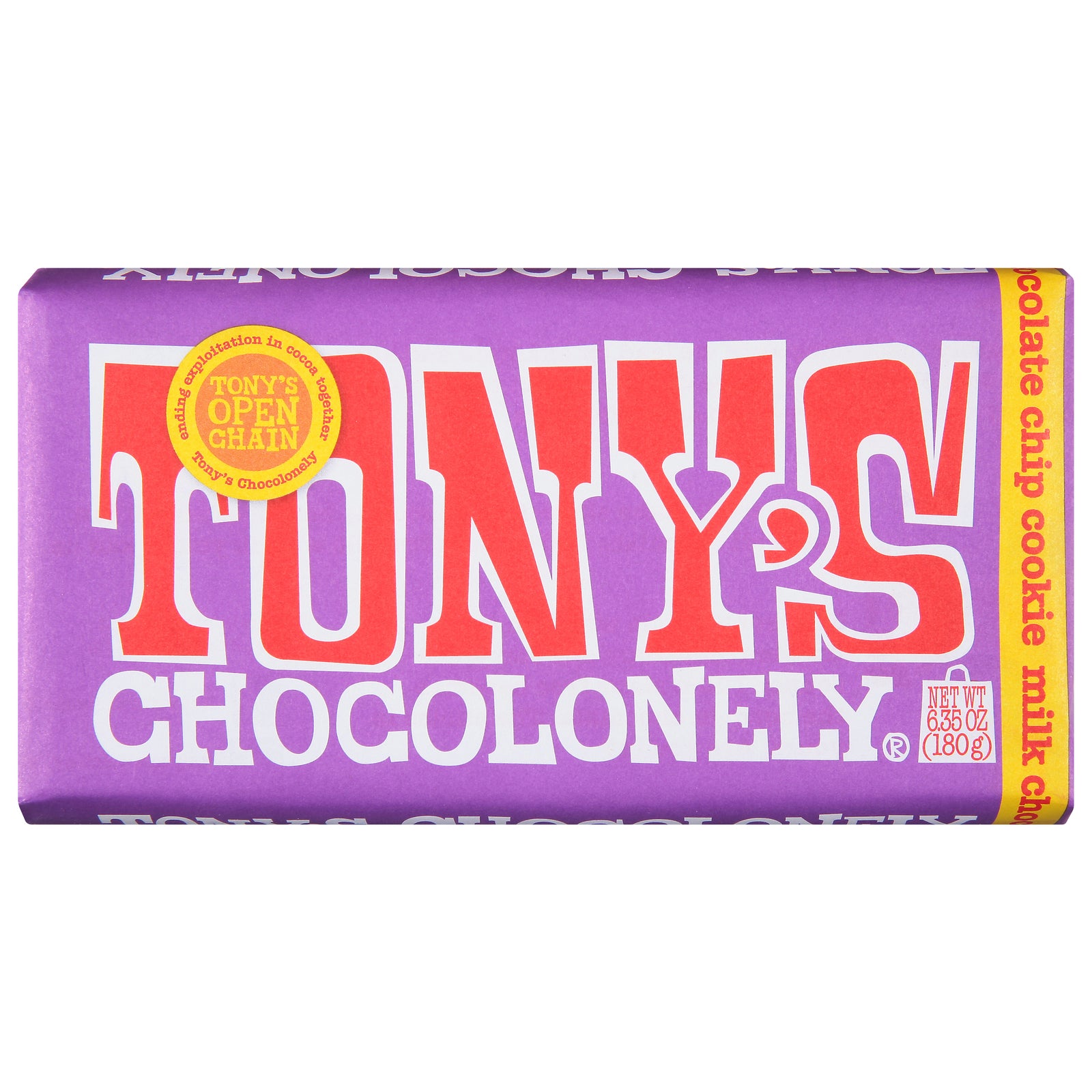 Tony's Chocolonely - Bar Milk Cchip Cookie - CS of 15-6.35 OZ