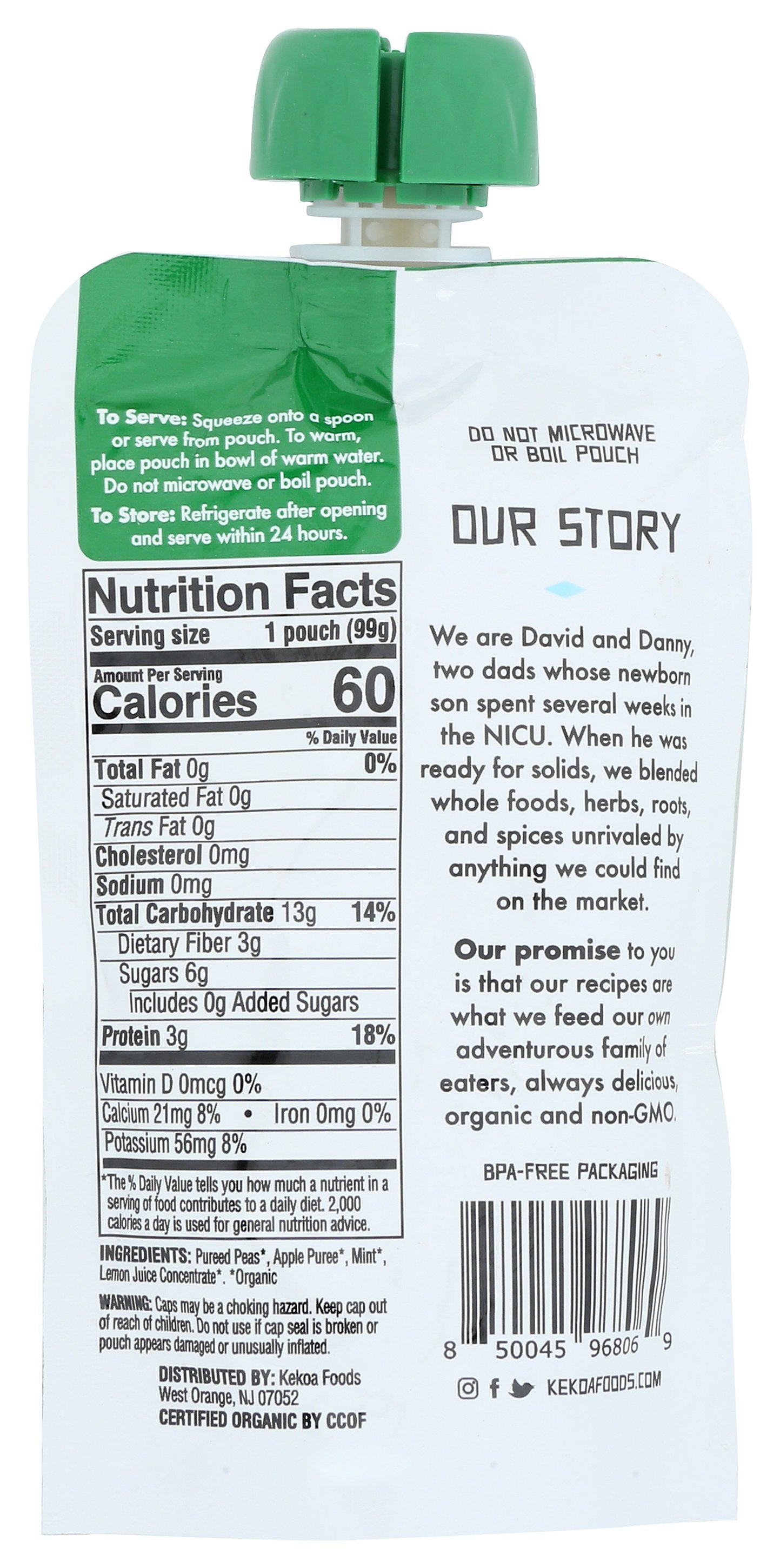KEKOA FOOD BABY PEAS AND MINT - Case of 6
