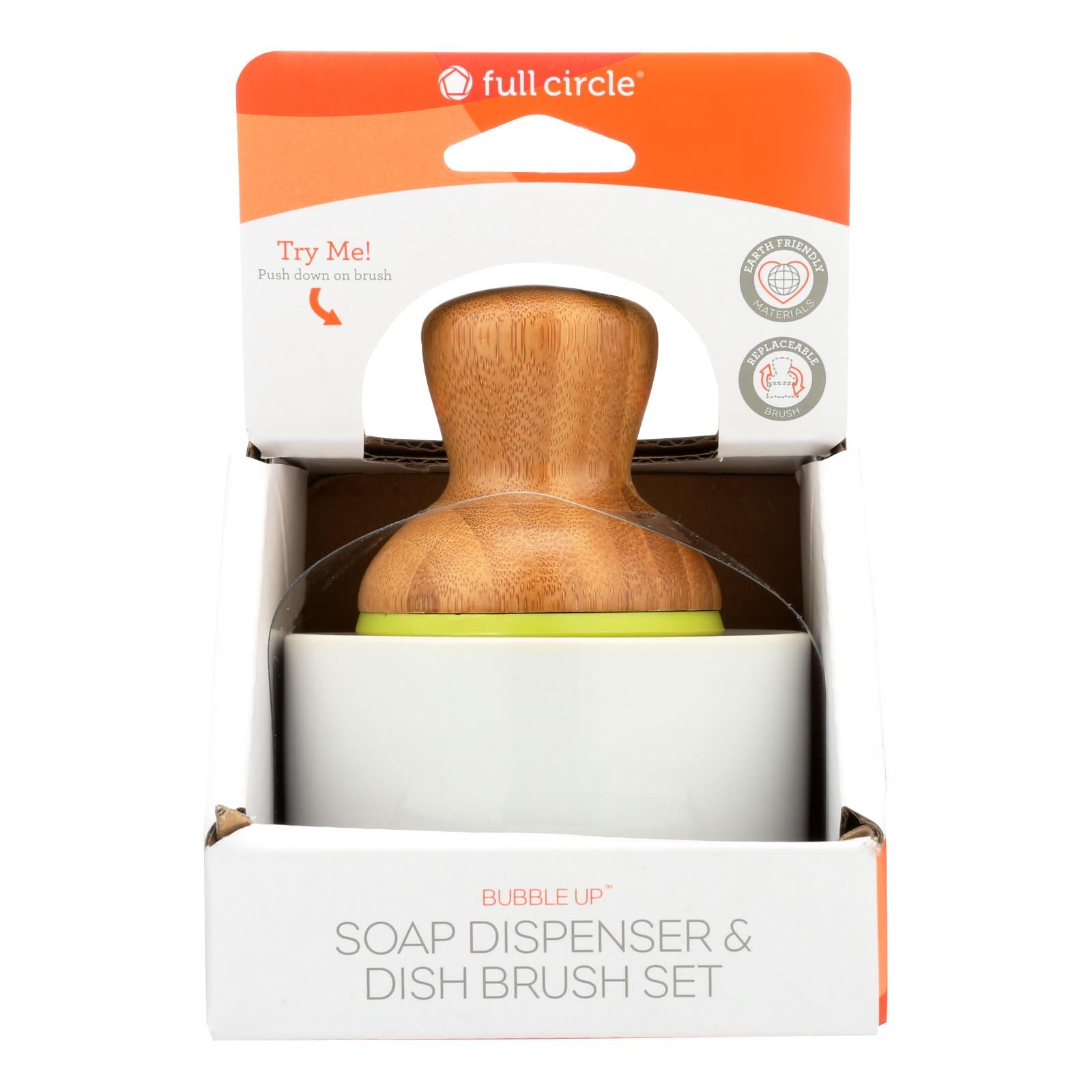 Full Circle Home - Bubble Up Soap Dispenser and Dish Brush Set - White - 1 Count