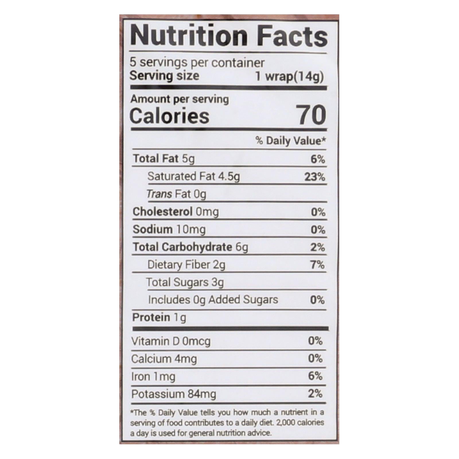 Nuco Cinnamon Organic Coconut Wraps - Case of 12 - 2.47 OZ
