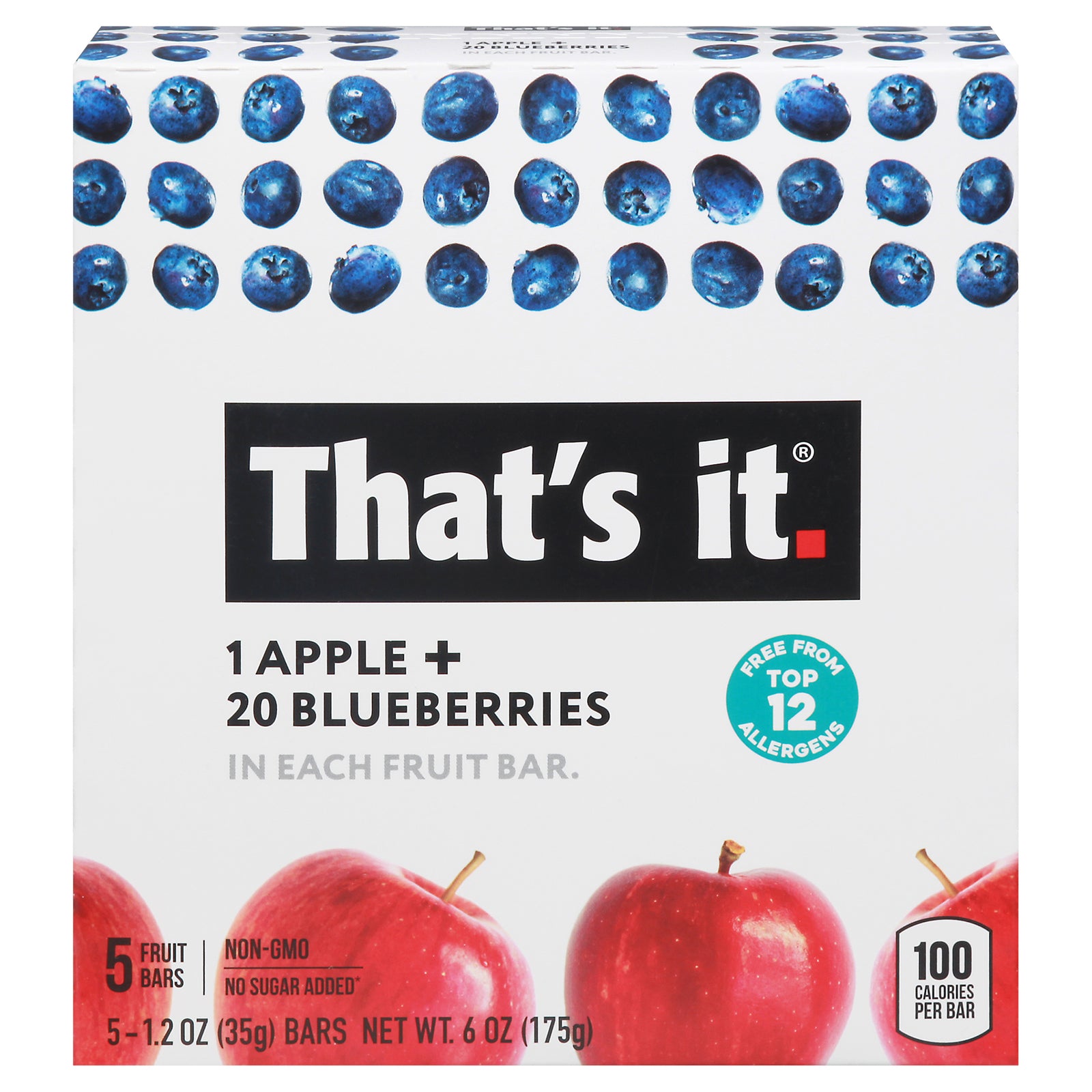 That's It Fruit Bar - Apple and Blueberry - Case of 12 - 1.2 oz