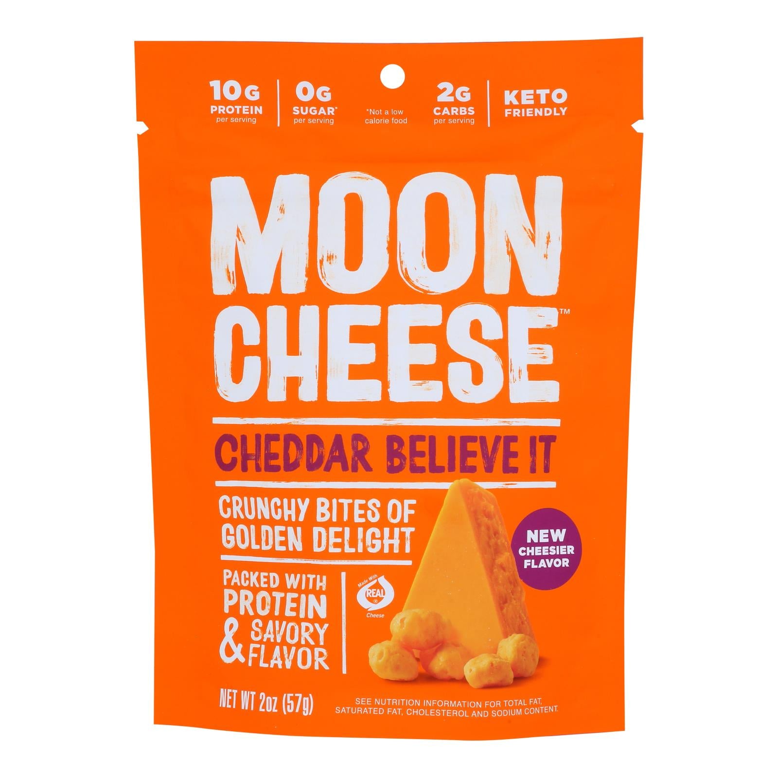Moon Cheese's Cheddar Dehydrated Cheese Snack - Case Of 12 - 2 Oz