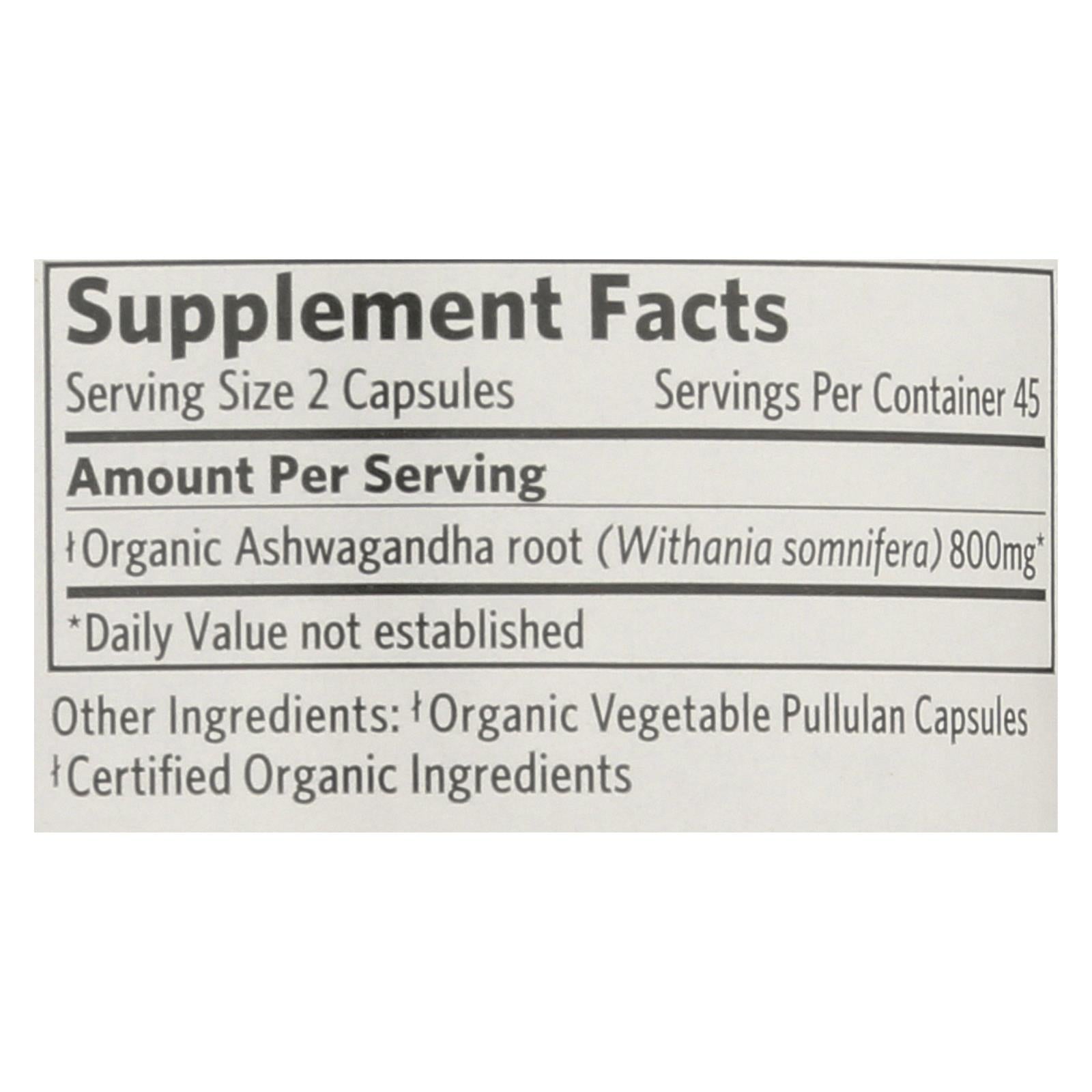 Organic India Wellness Supplements, Ashwagandha - 1 Each - 90 Vcap