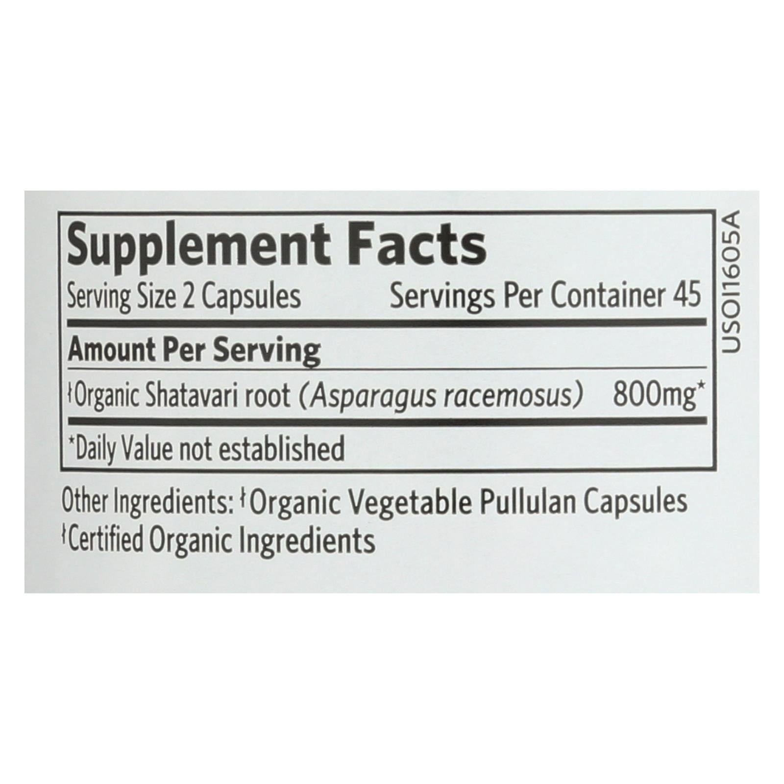 Organic India Usa Whole Herb Supplement, Shatavari - 1 Each - 90 Vcap