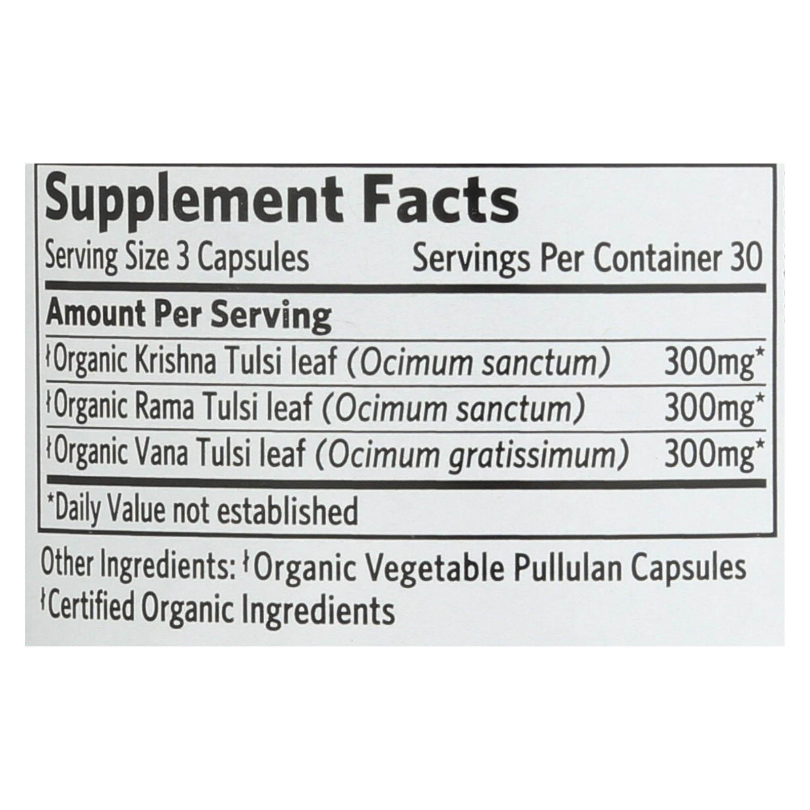 Organic India Usa Whole Herb Supplement, Tulsi--holy Basil - 1 Each - 90 Vcap