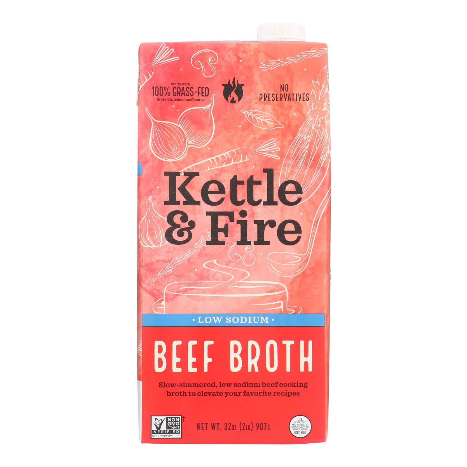 Kettle And Fire - Broth Beef Low Sodium - CS of 8-32 OZ