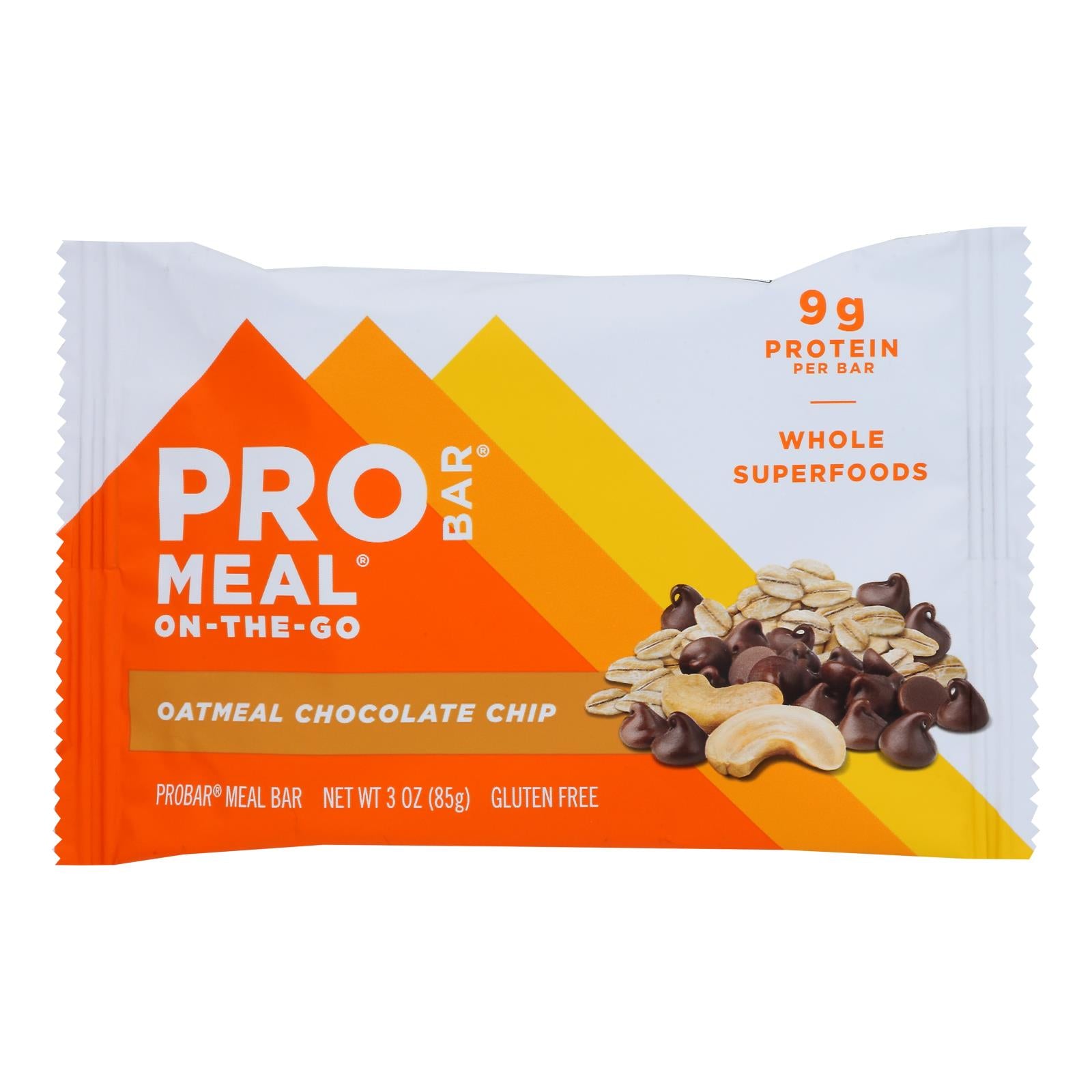 Probar Meal Bar Oatmeal Chocolate Chip - Case of 12 - 3 OZ