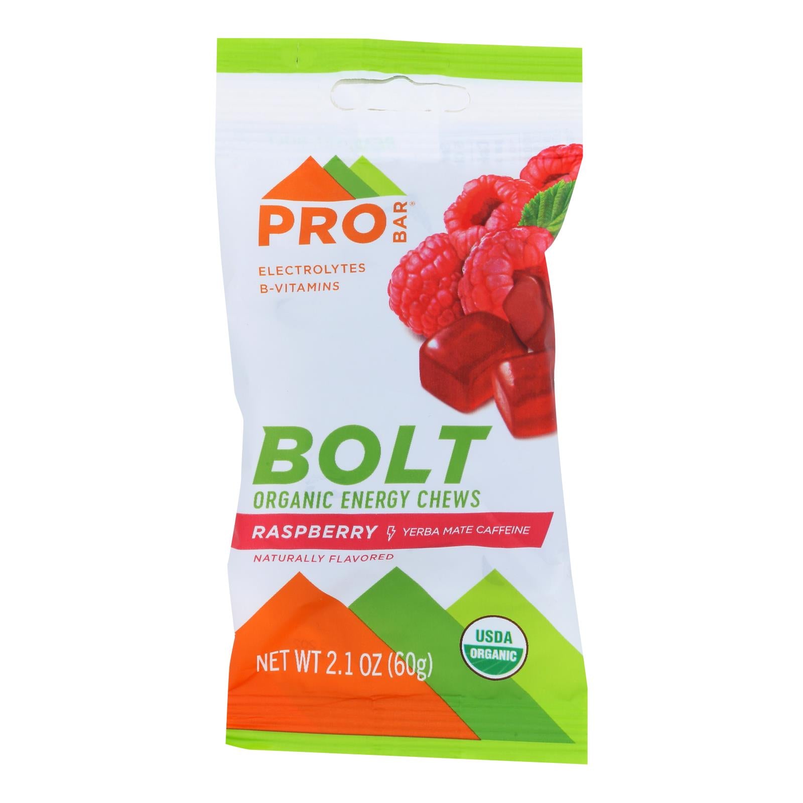 Probar Bolt Energy Chews - Organic Raspberry - 2.1 Oz - Case Of 12