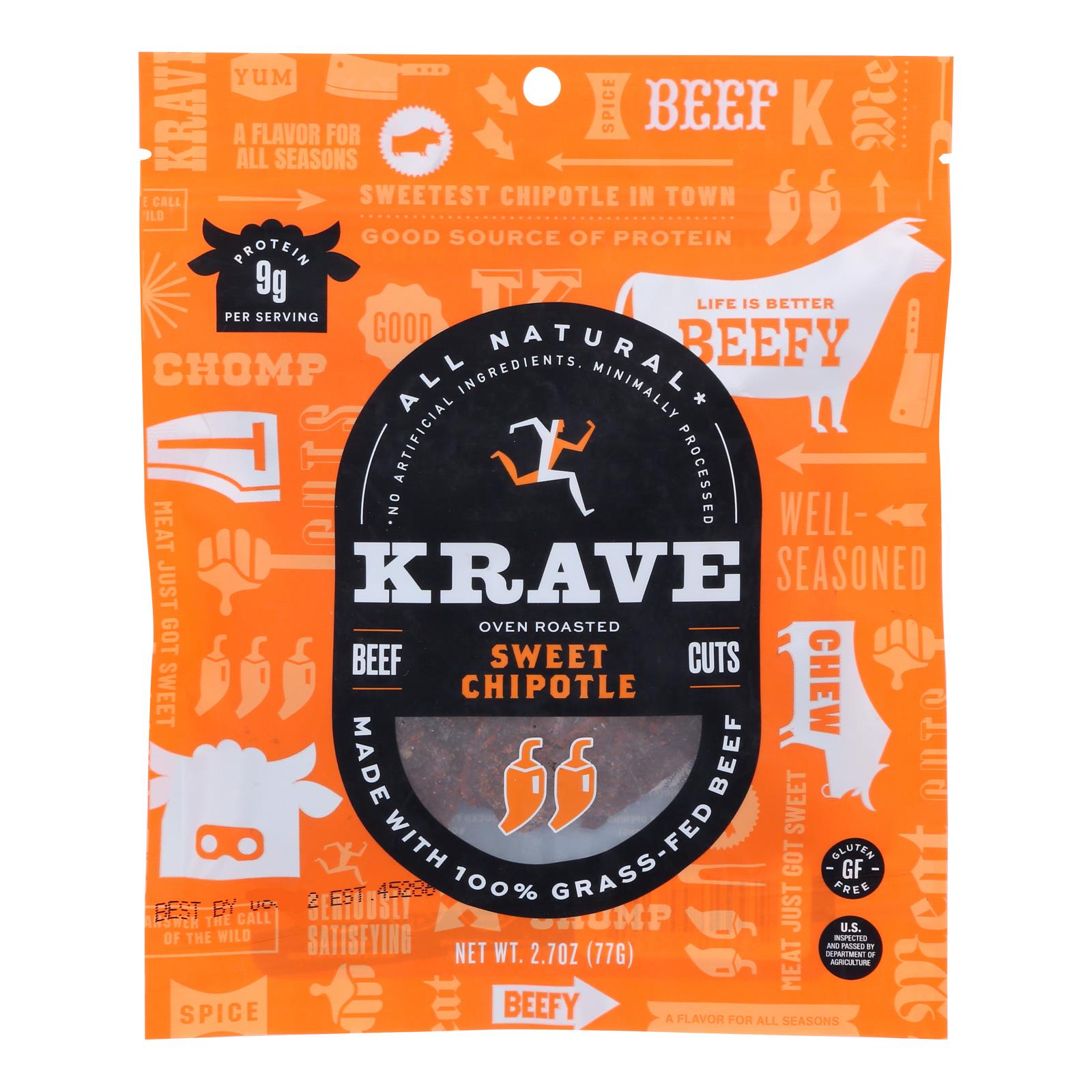 Krave Beef Jerky - Sweet Chipotle - Case Of 8 - 2.7 Oz.